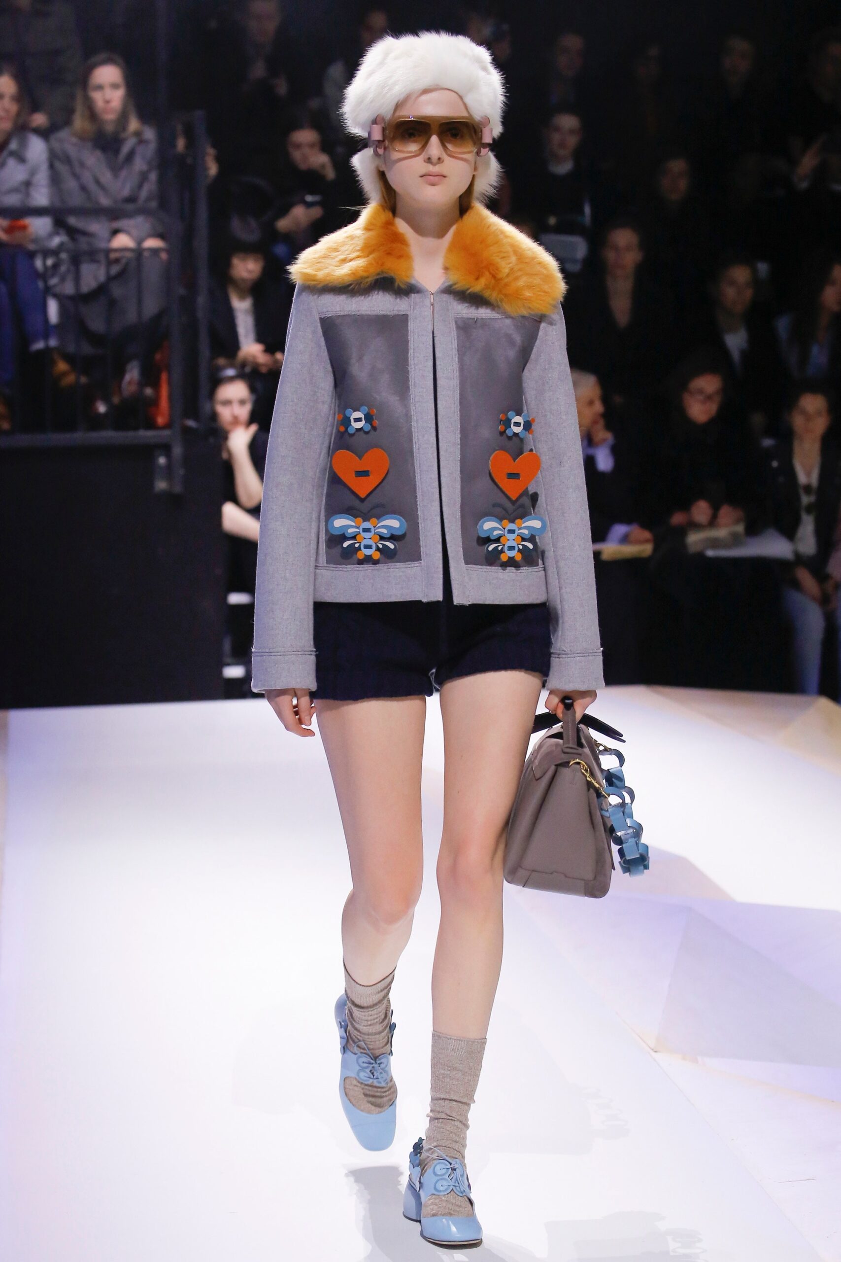 gray wool long-sleeve collared fitted buttoned embroidered jacket