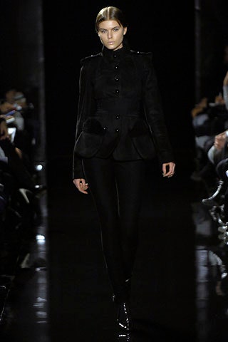 black fitted jacket and pants