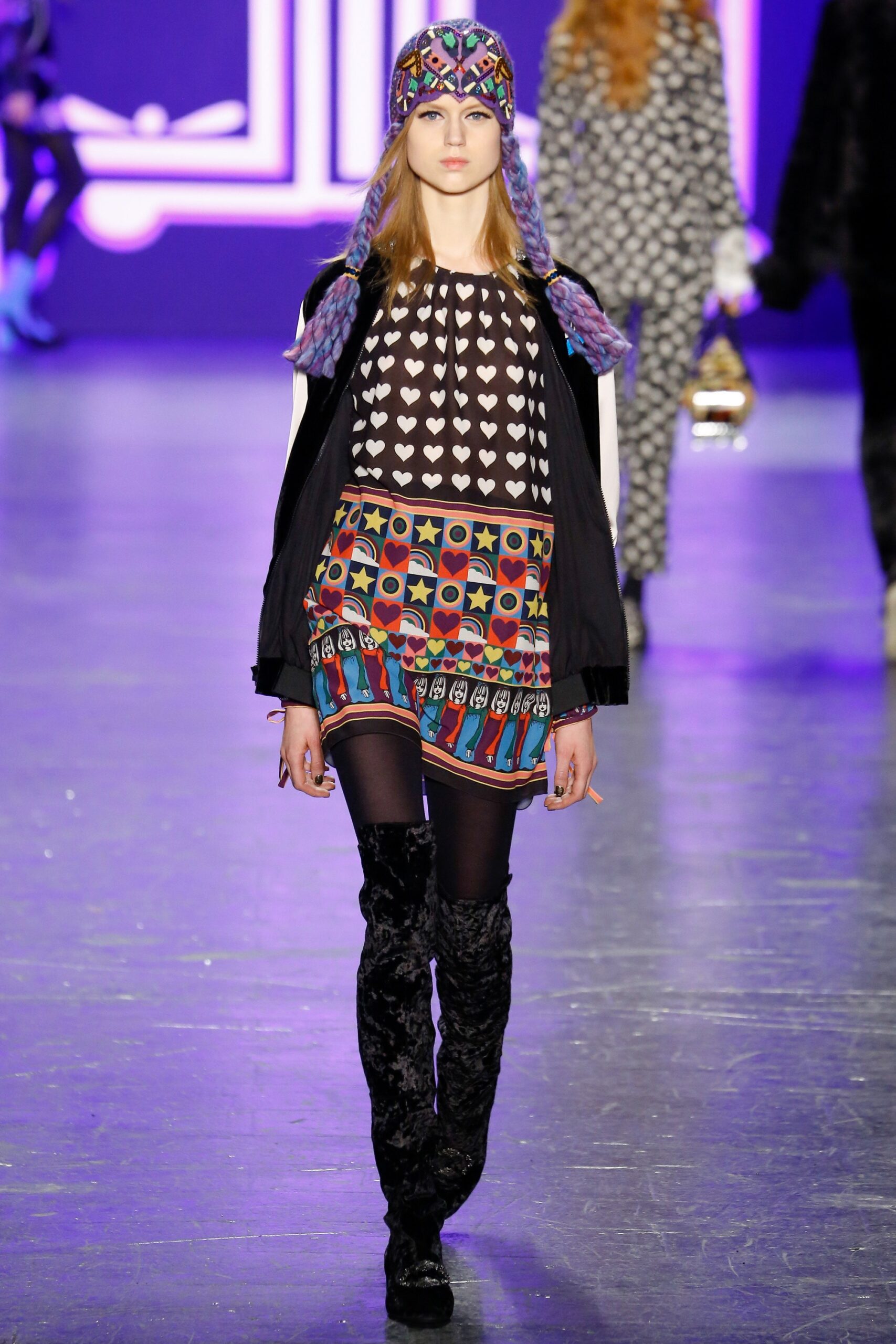 fitted multi-patterned top and mini skirt