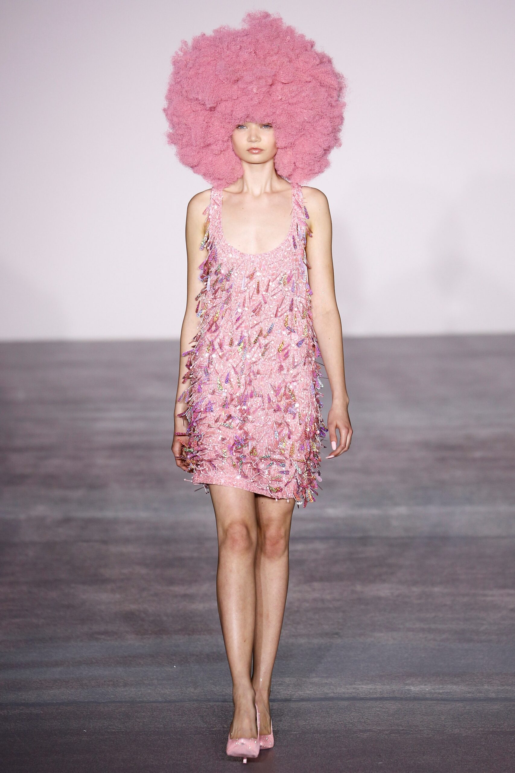 pink sequined mini dress