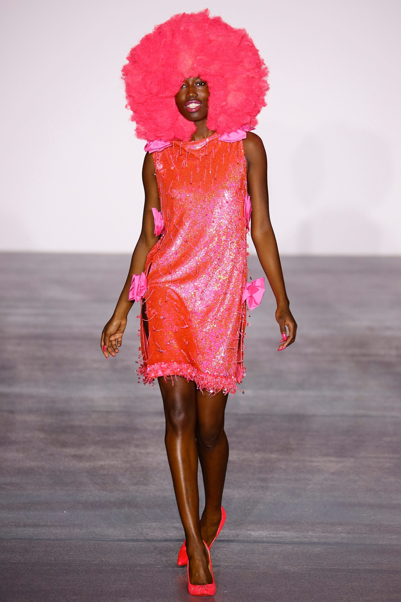 pink sequined mini dress