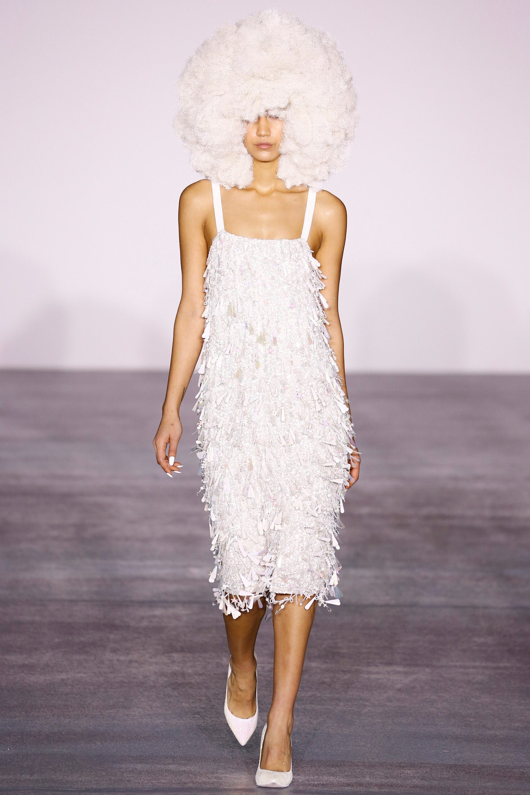 white ruffled midi dress