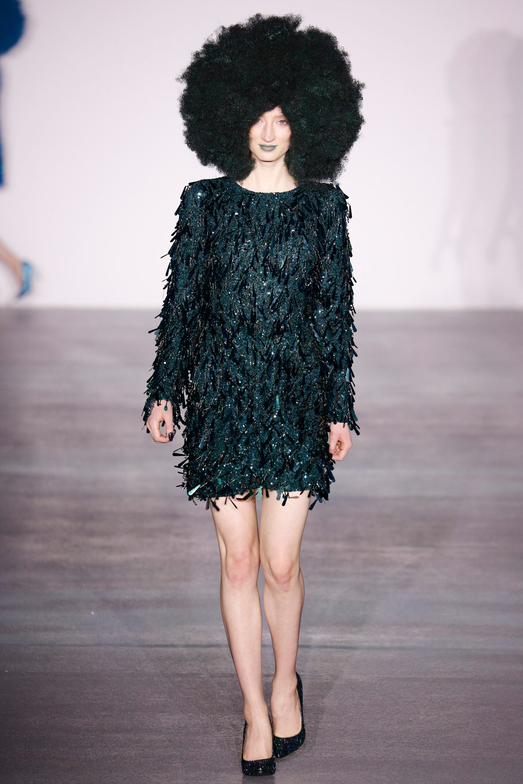 black green fringed sequin dress