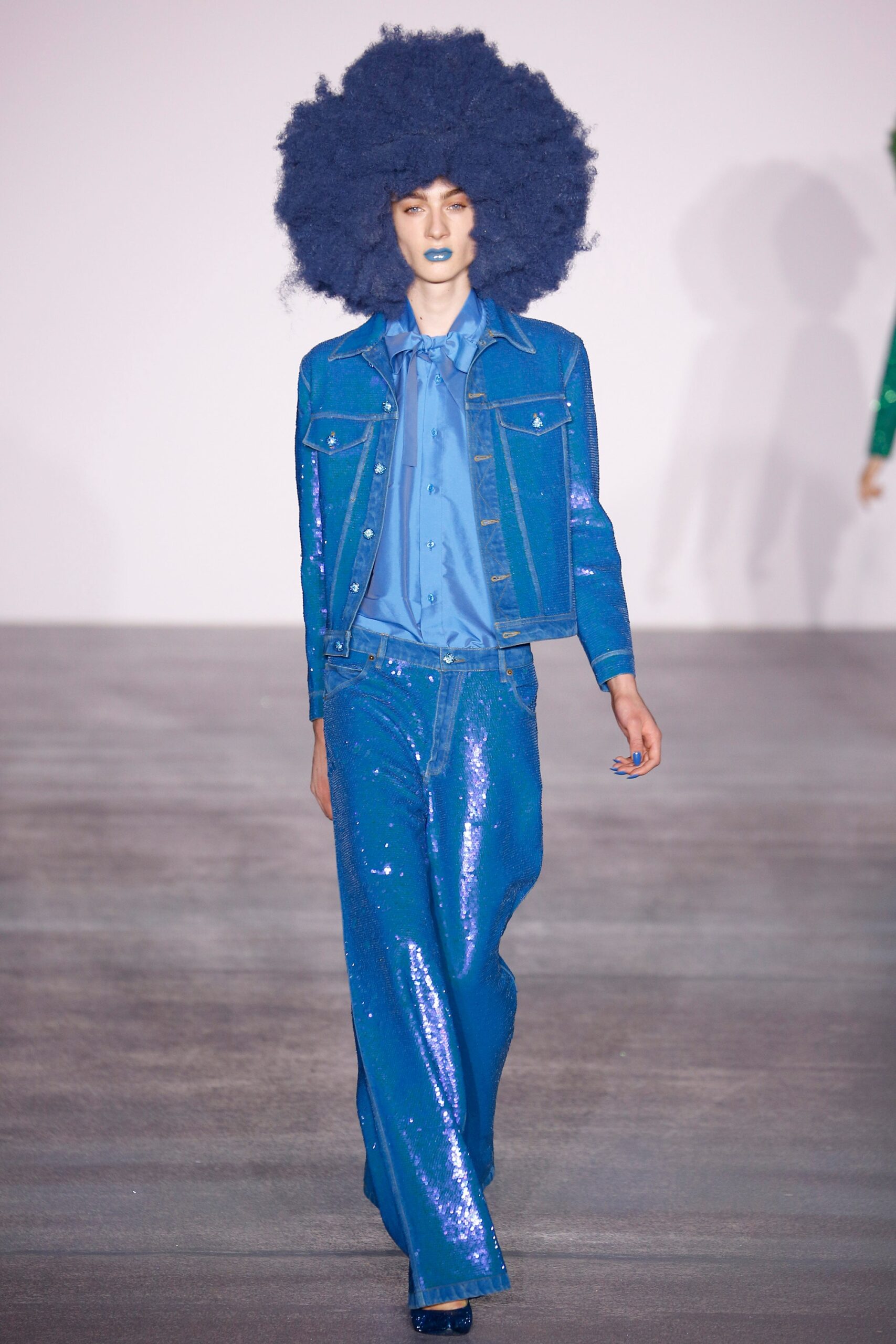 blue denim slim zippered shiny pants