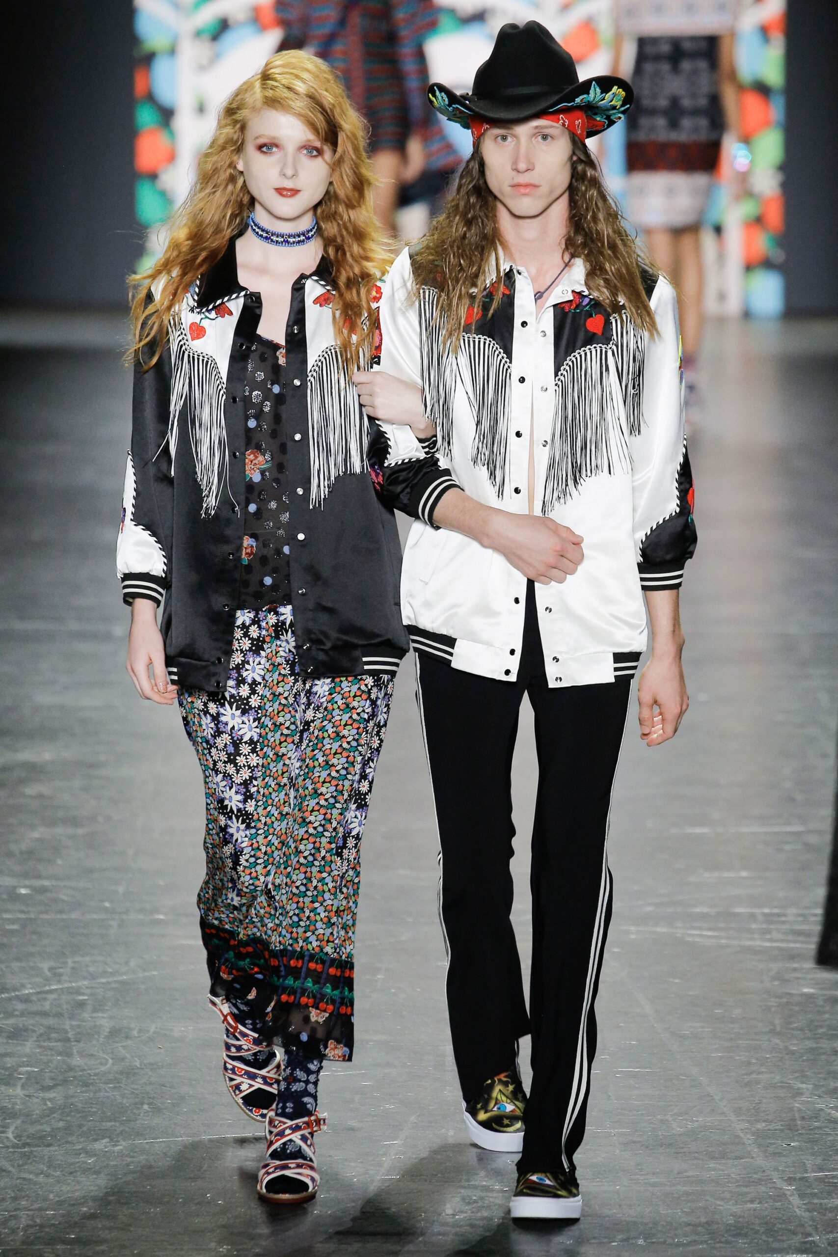 black and white relaxed jacket with flared skirt