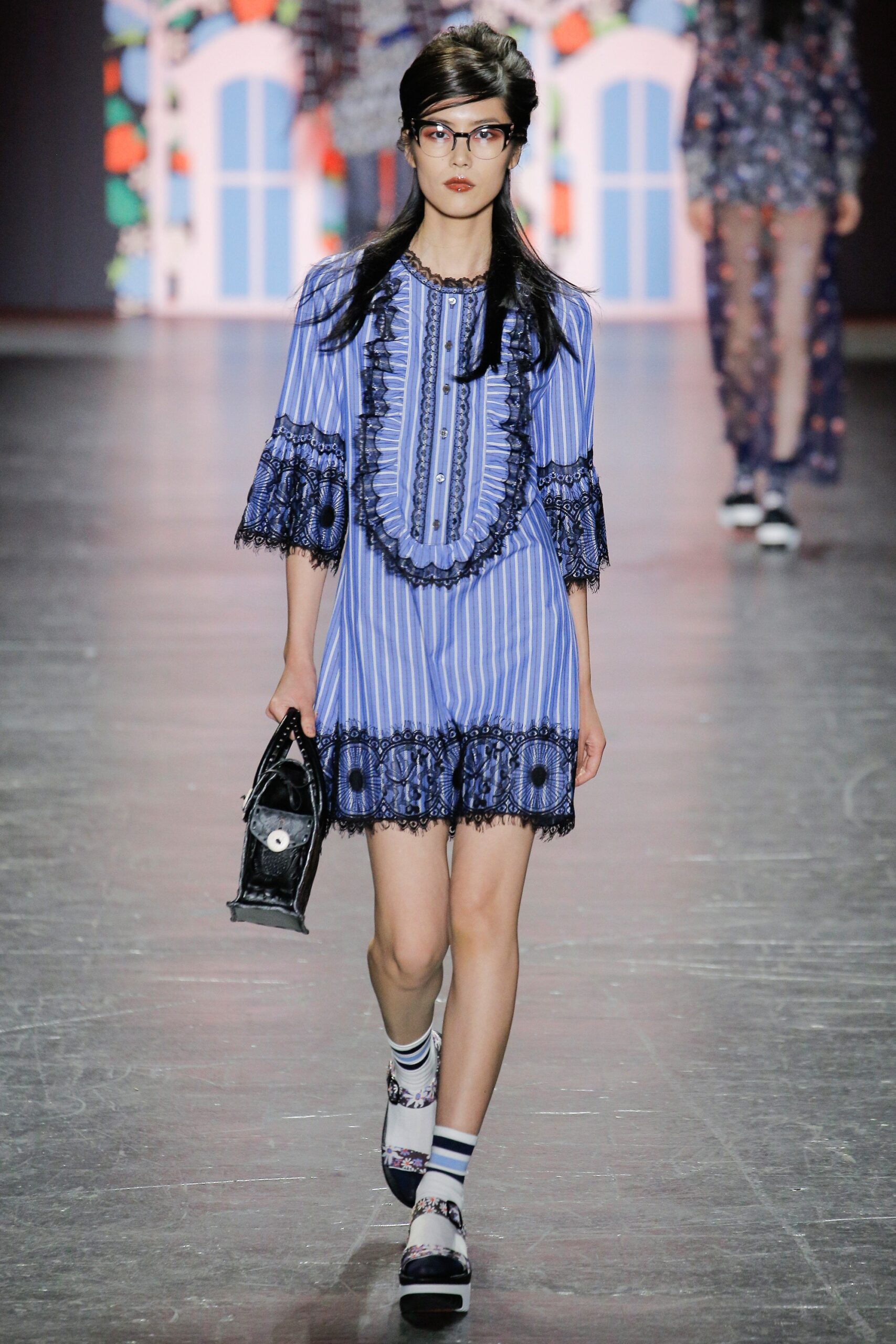 blue and white striped dress