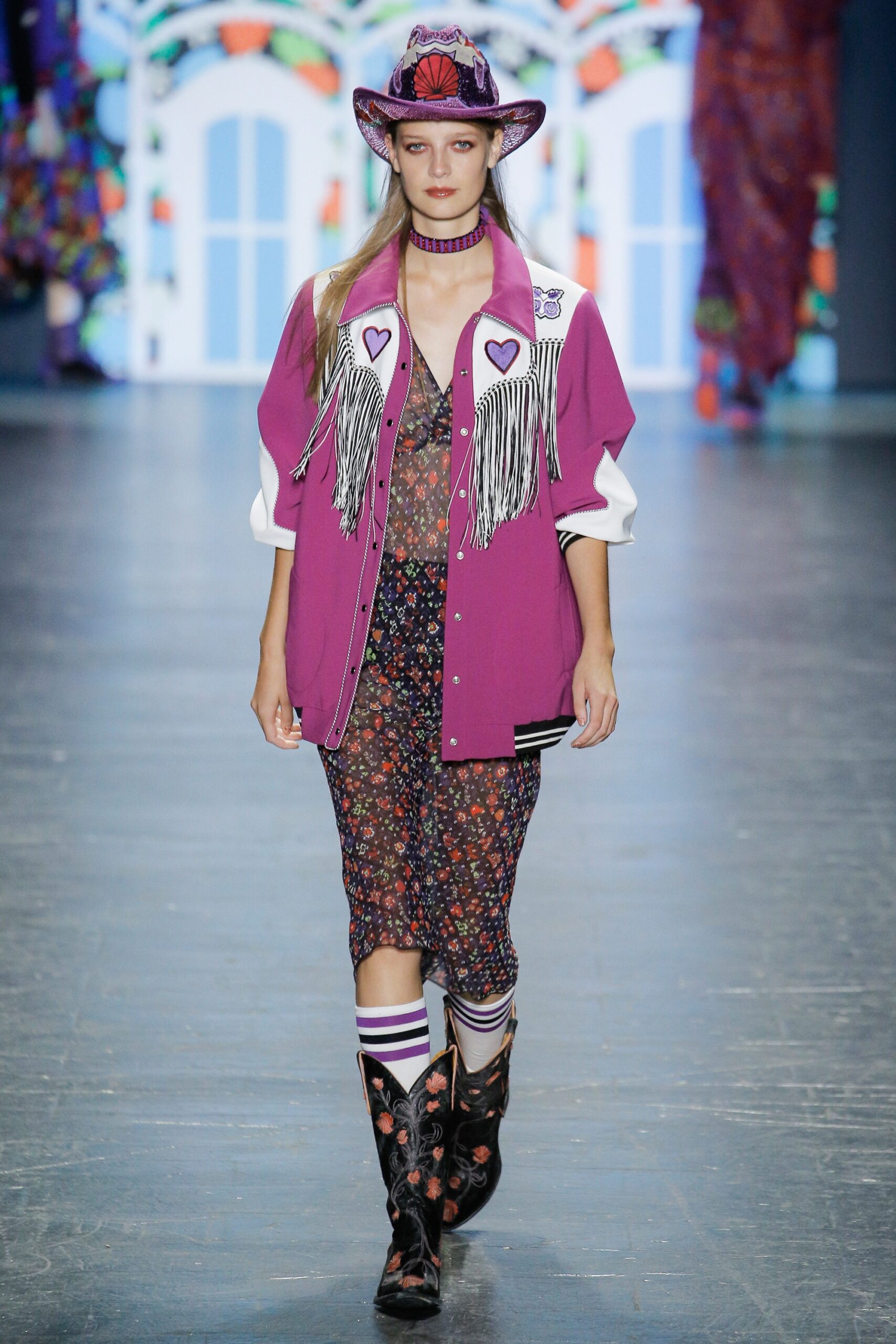 purple jacket floral midi dress