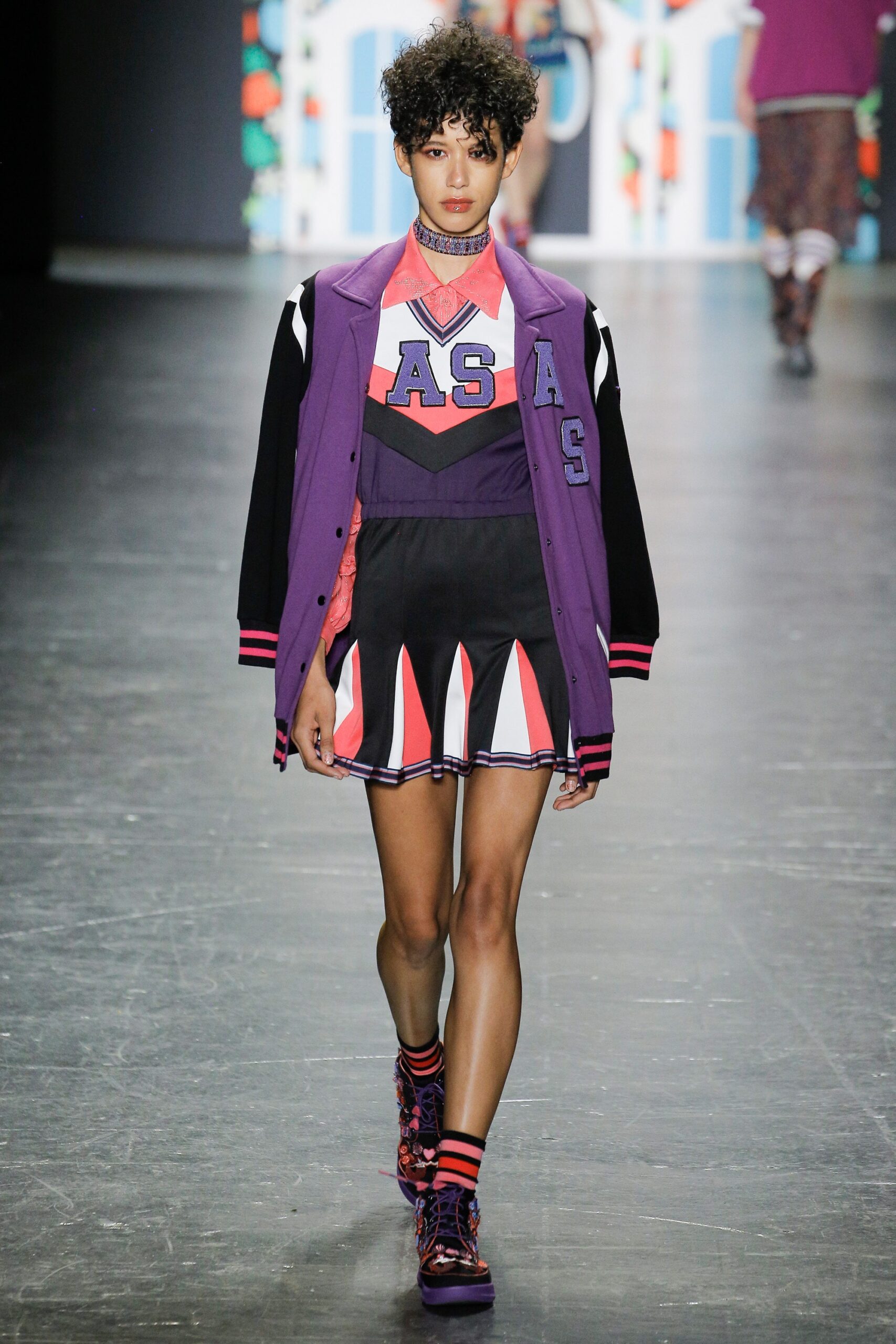 color-blocked mini dress with oversized jacket