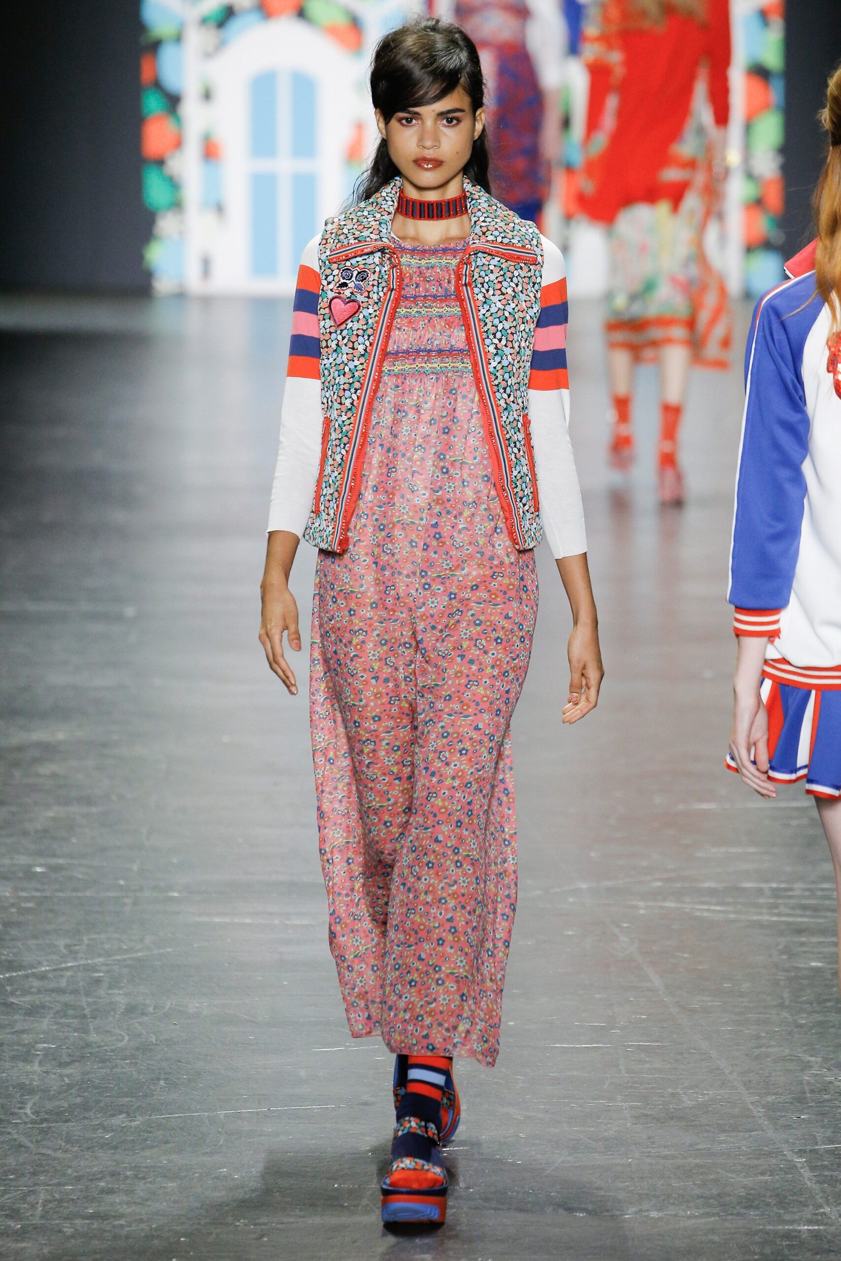 floral maxi dress with vest