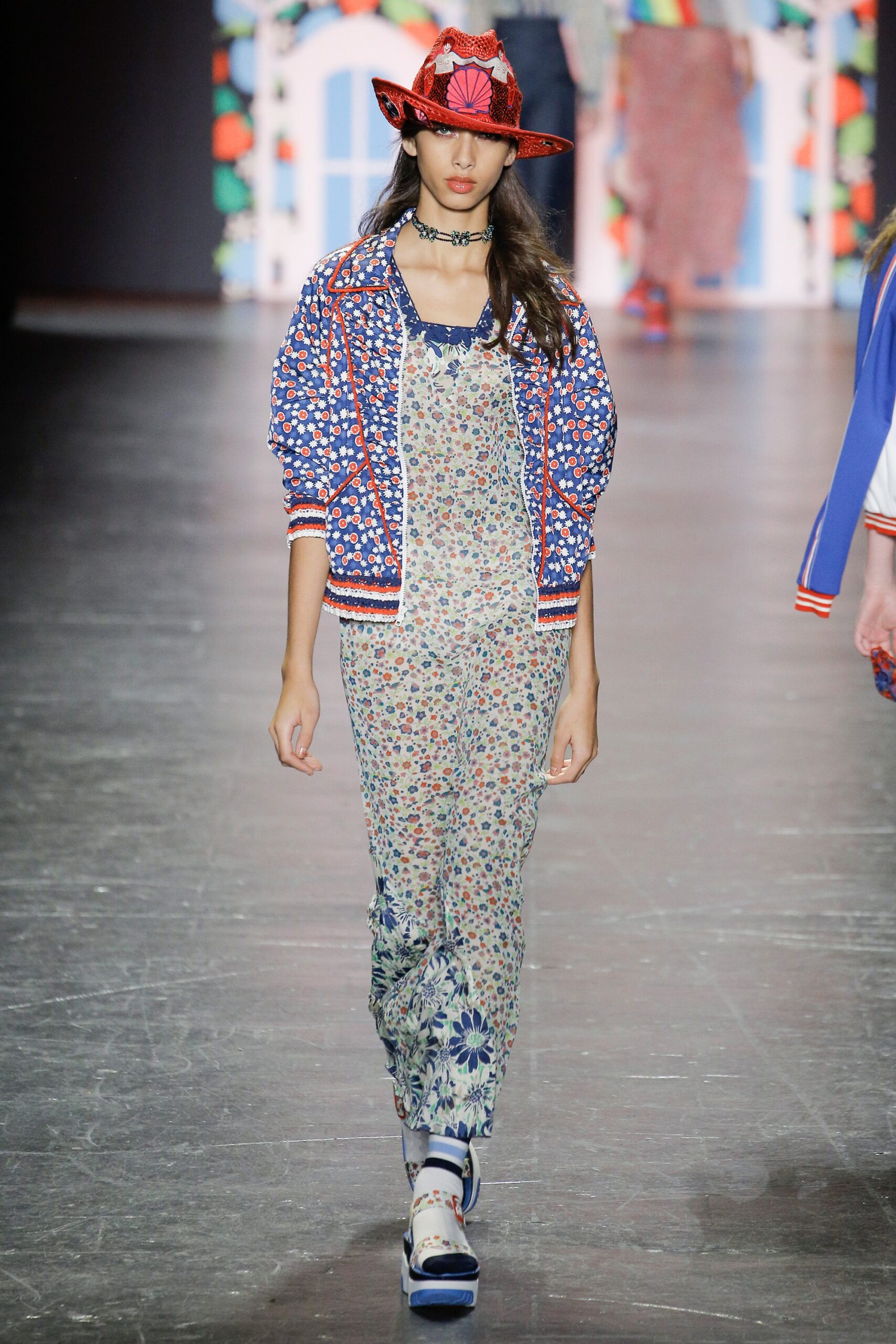 colorful printed jacket and jumpsuit