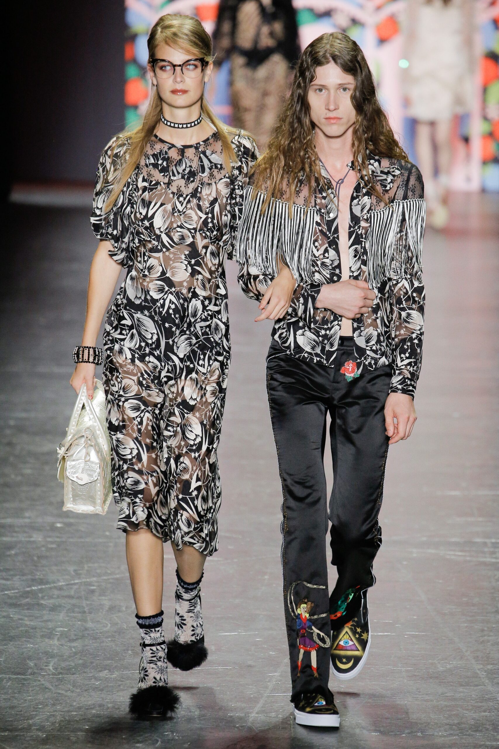 floral midi dress and fringed shirt