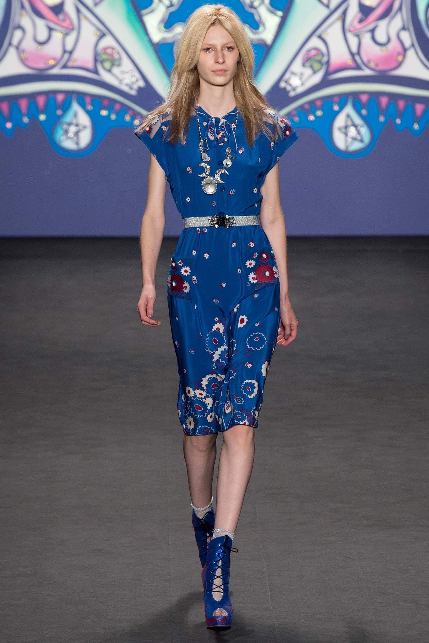 blue embroidered midi dress