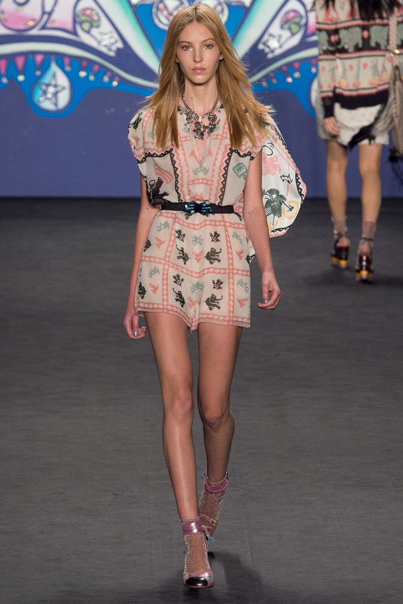 pink multi printed romper