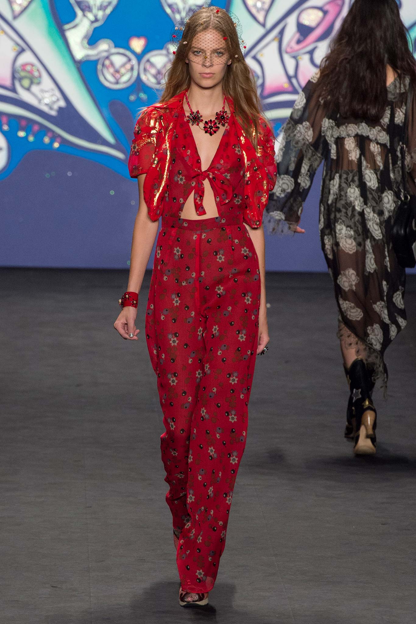 red silk sleeveless jumpsuit