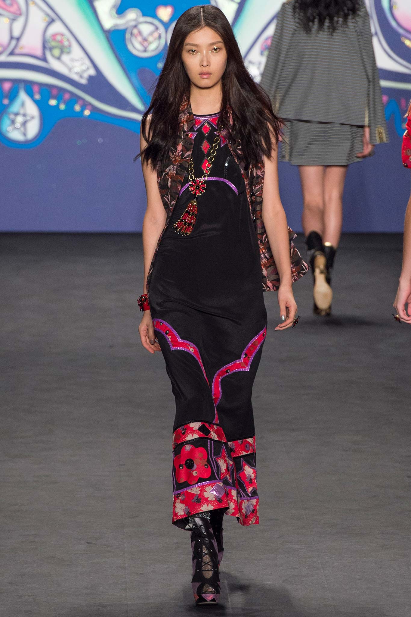 black and red layered midi dress