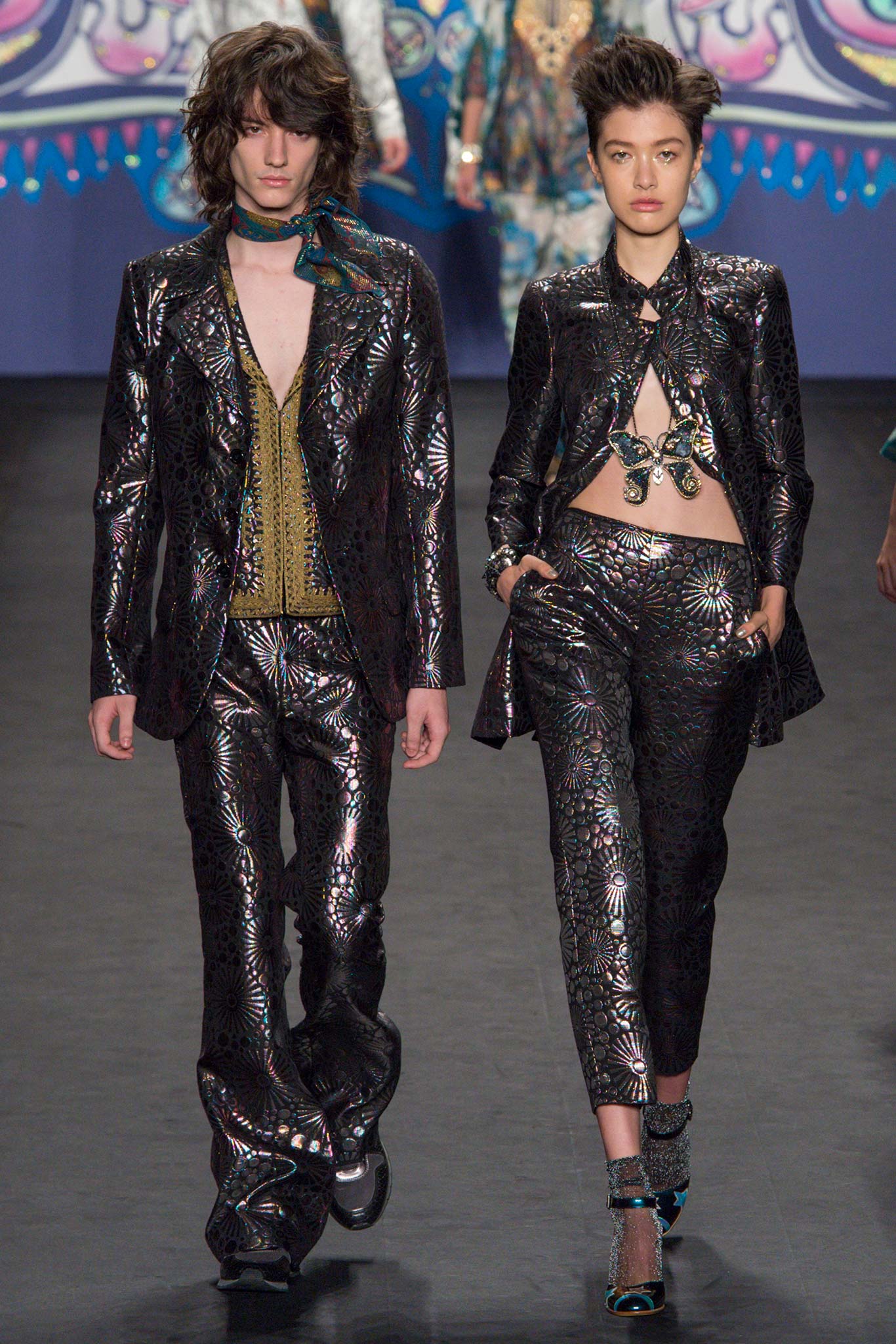 metallic black tailored suit