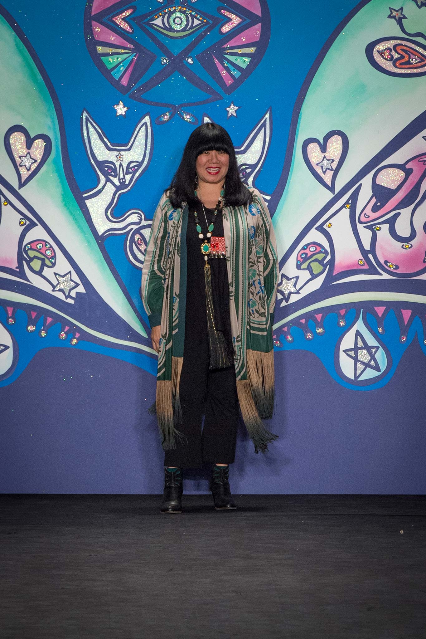 relaxed black top with fringes