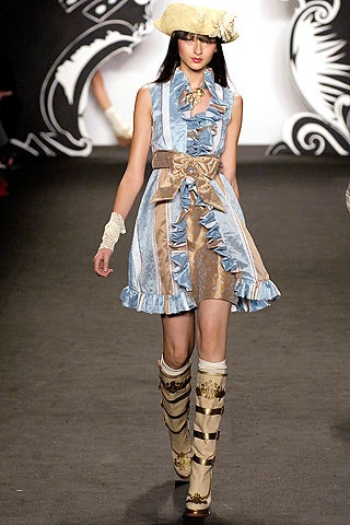 blue and brown ruffled mini dress