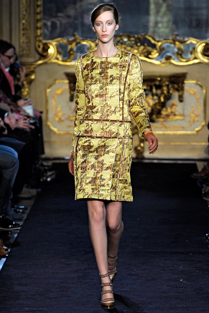 fitted yellow silk dress