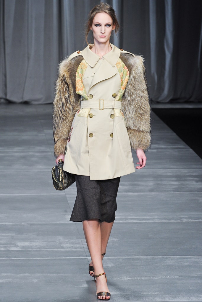 beige cotton long-sleeve collared fitted layered zippered trench