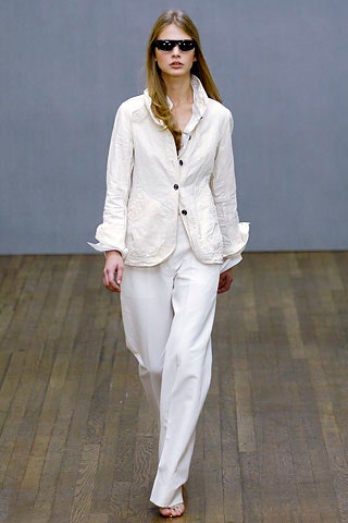 white fitted jacket and relaxed pants