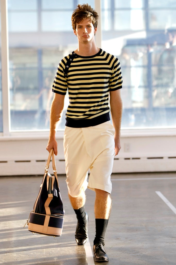 striped top with relaxed pants