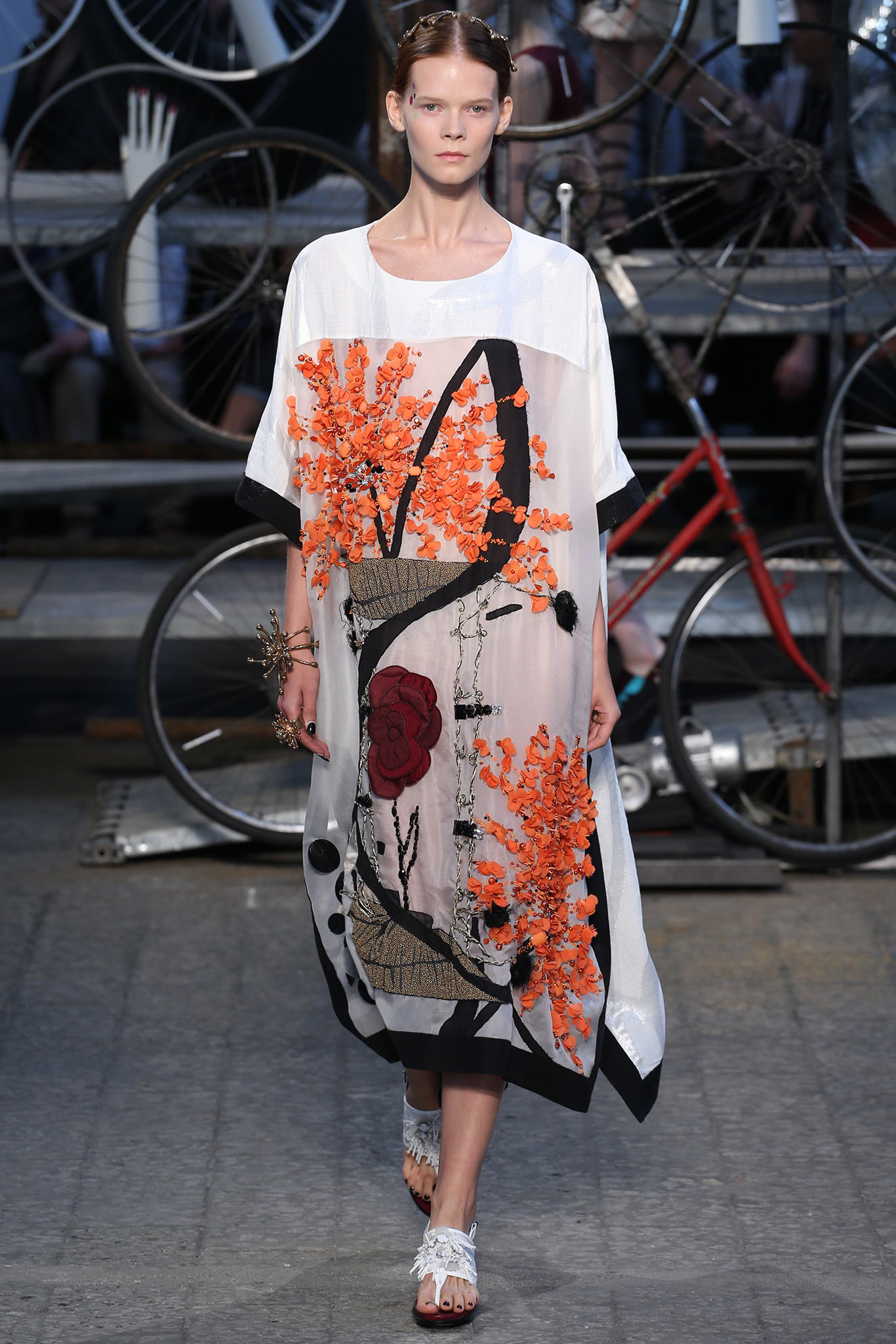 white printed midi dress