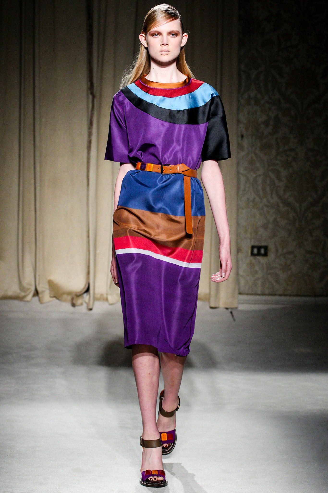 color-blocked midi dress