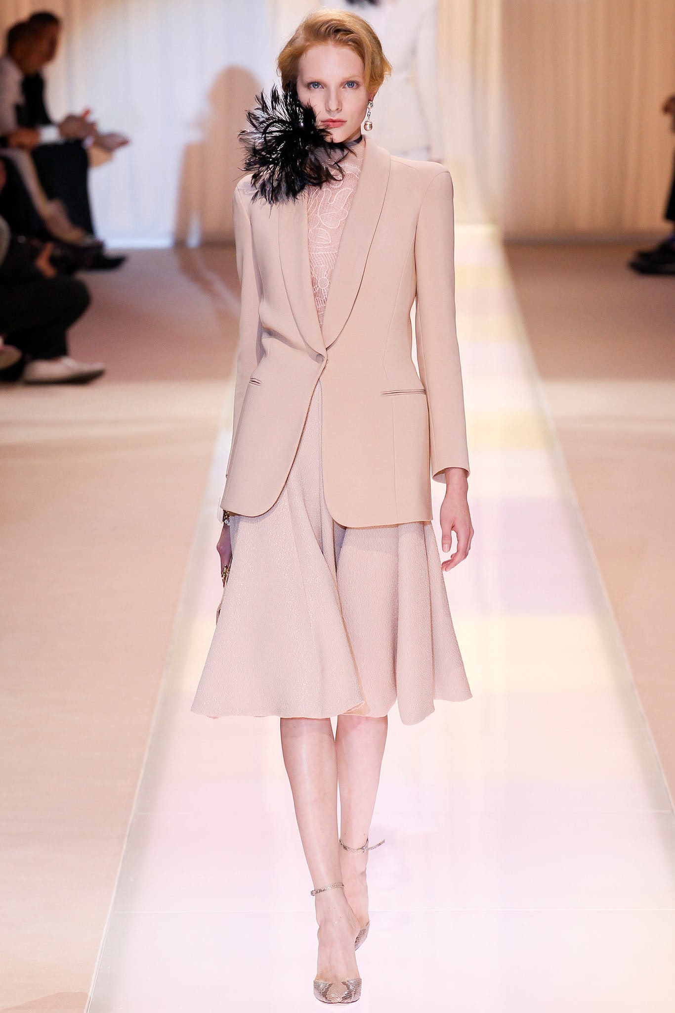 beige silk long-sleeve collared tailored buttoned blazer