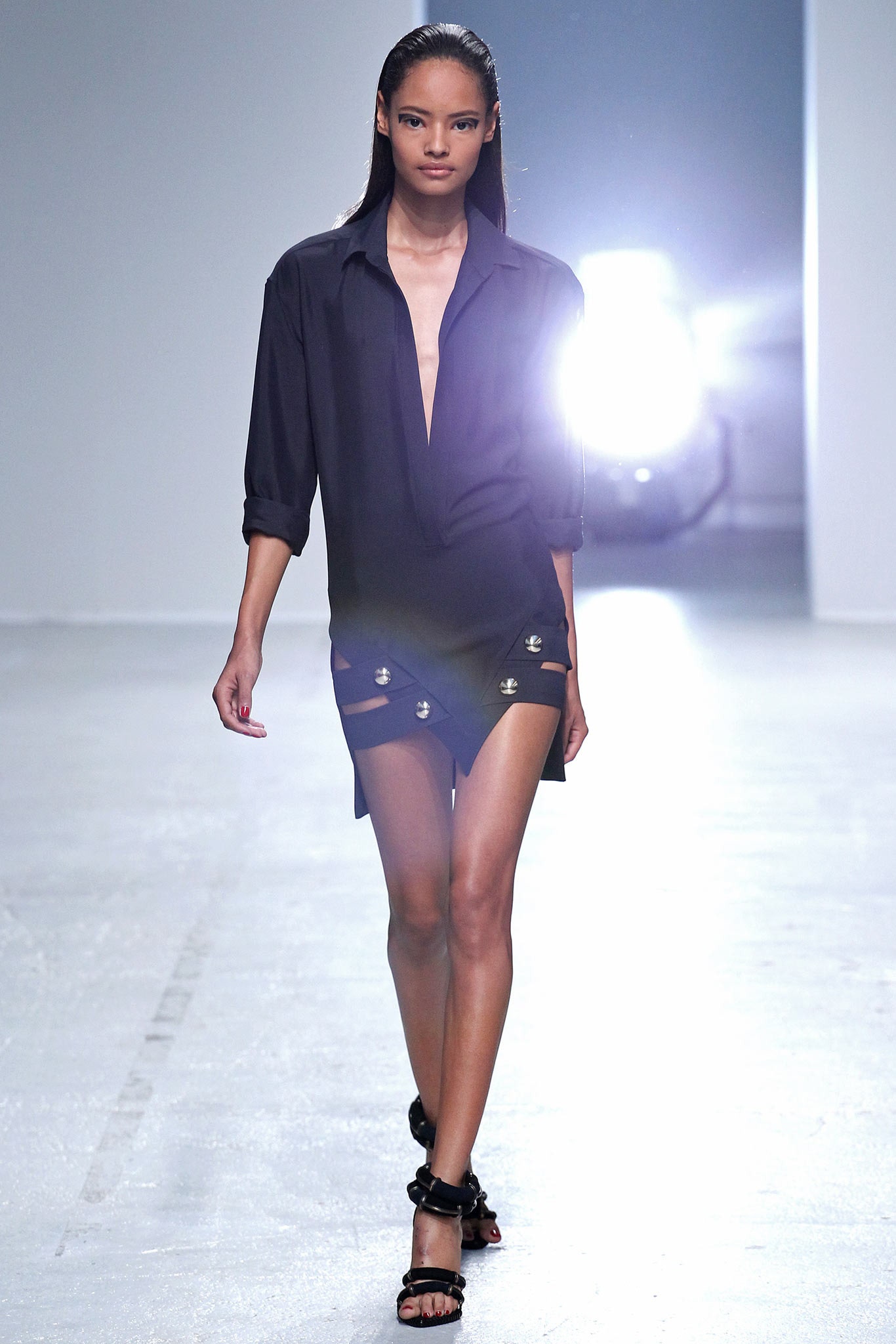 fitted black shirt-dress
