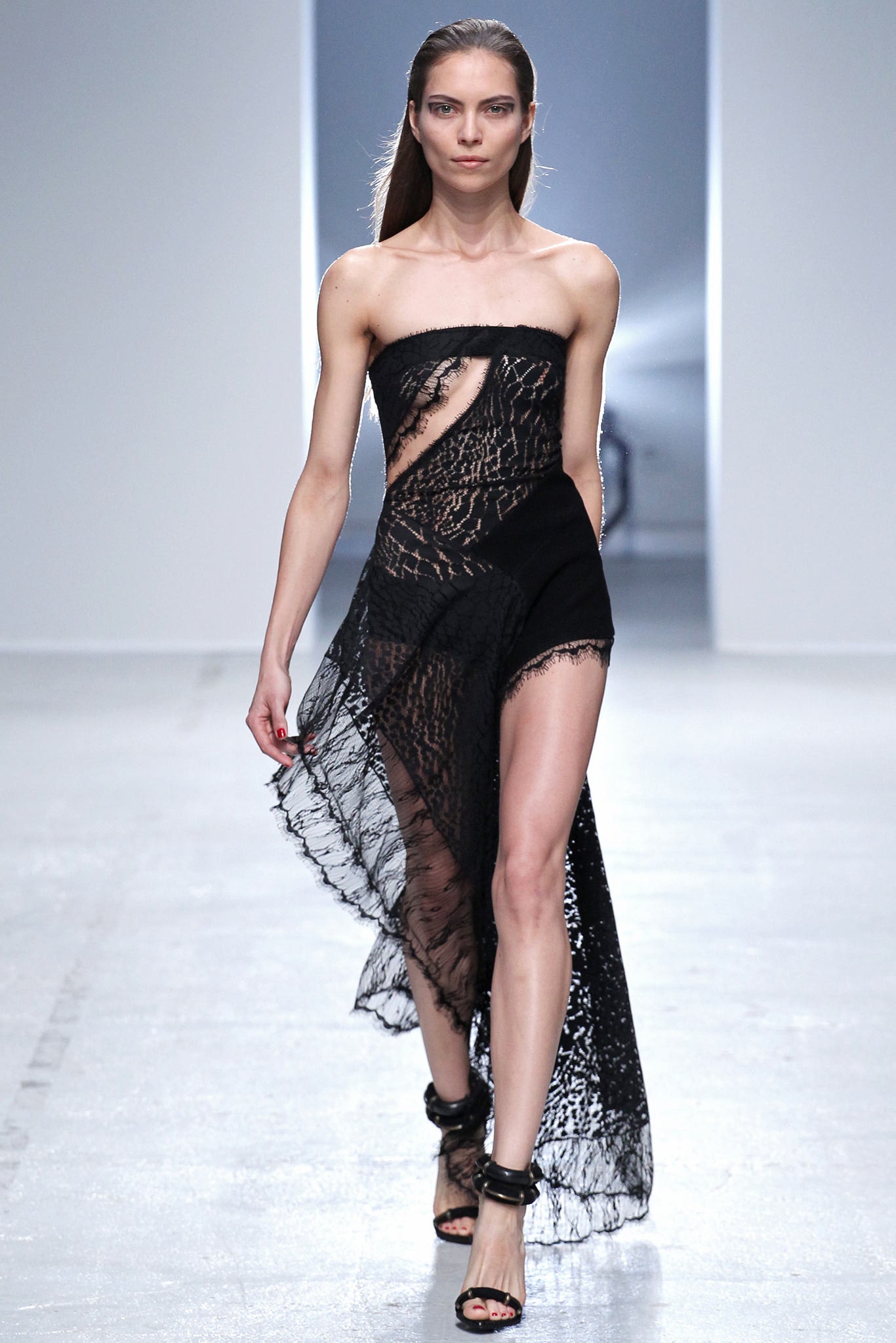 black lace strapless dress