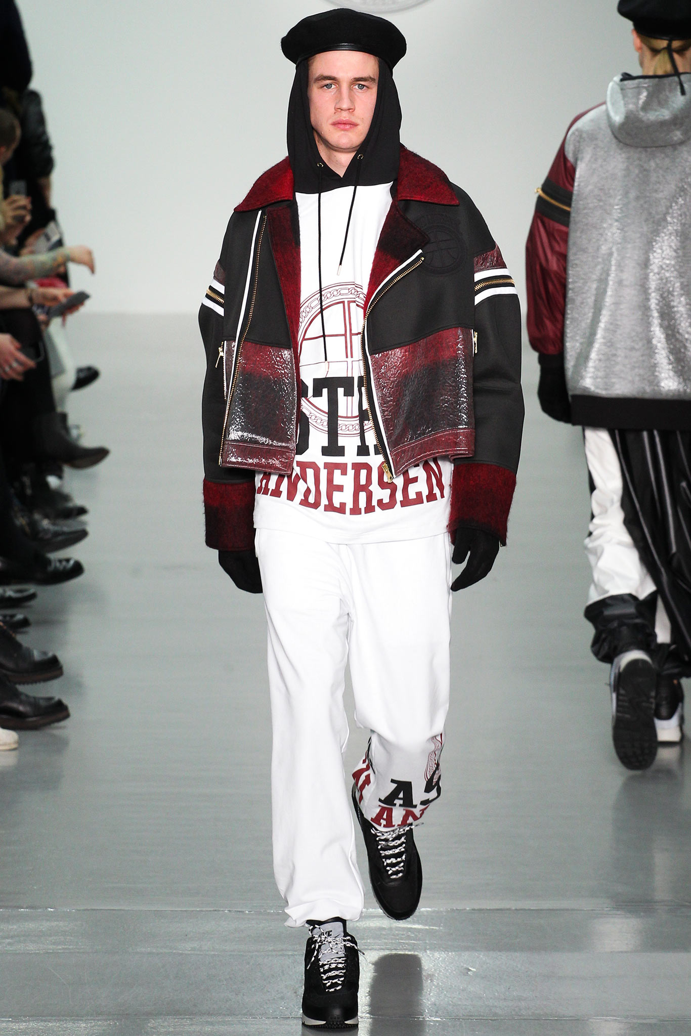 oversized black and red jacket with hoodie