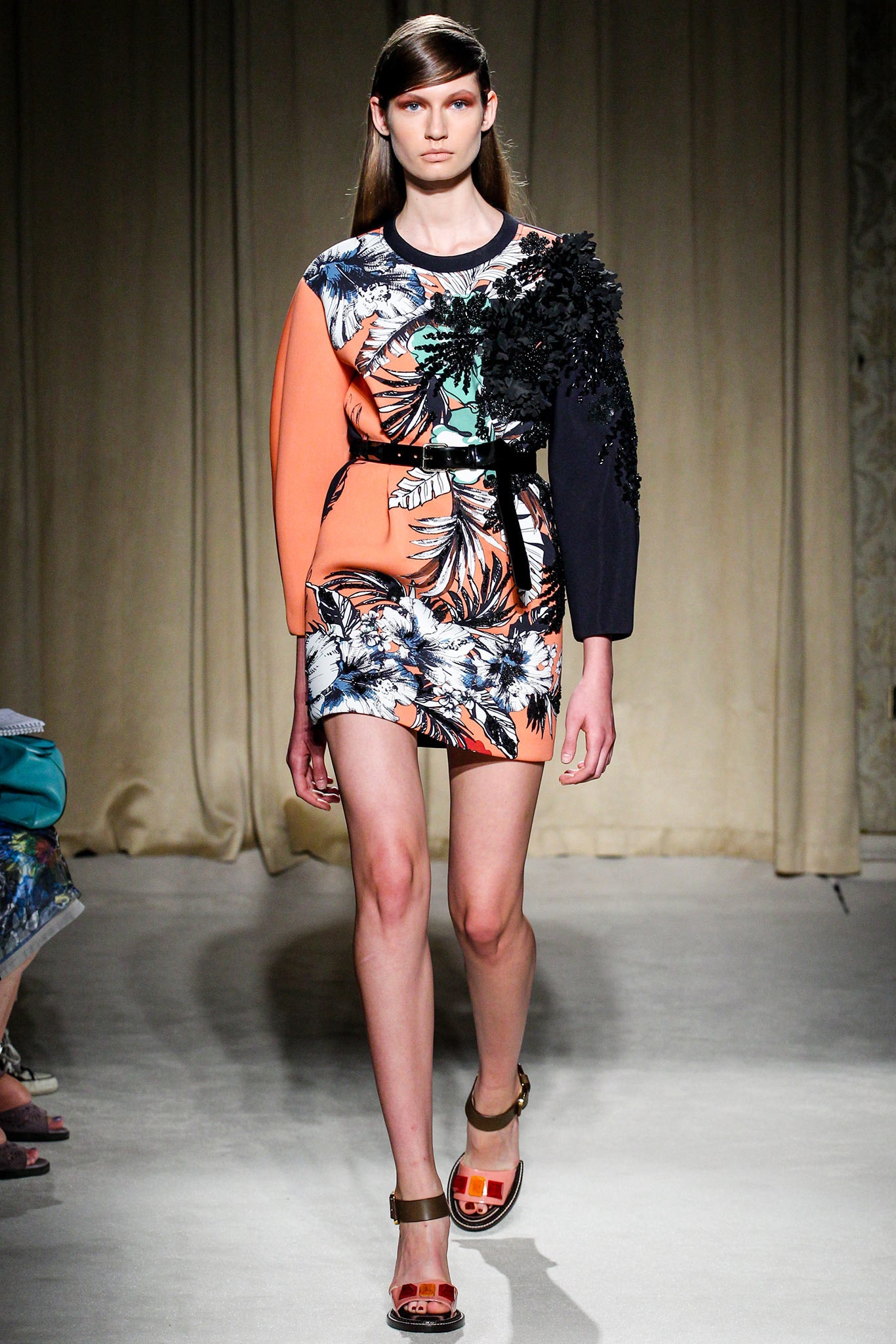 fitted mini dress with floral print