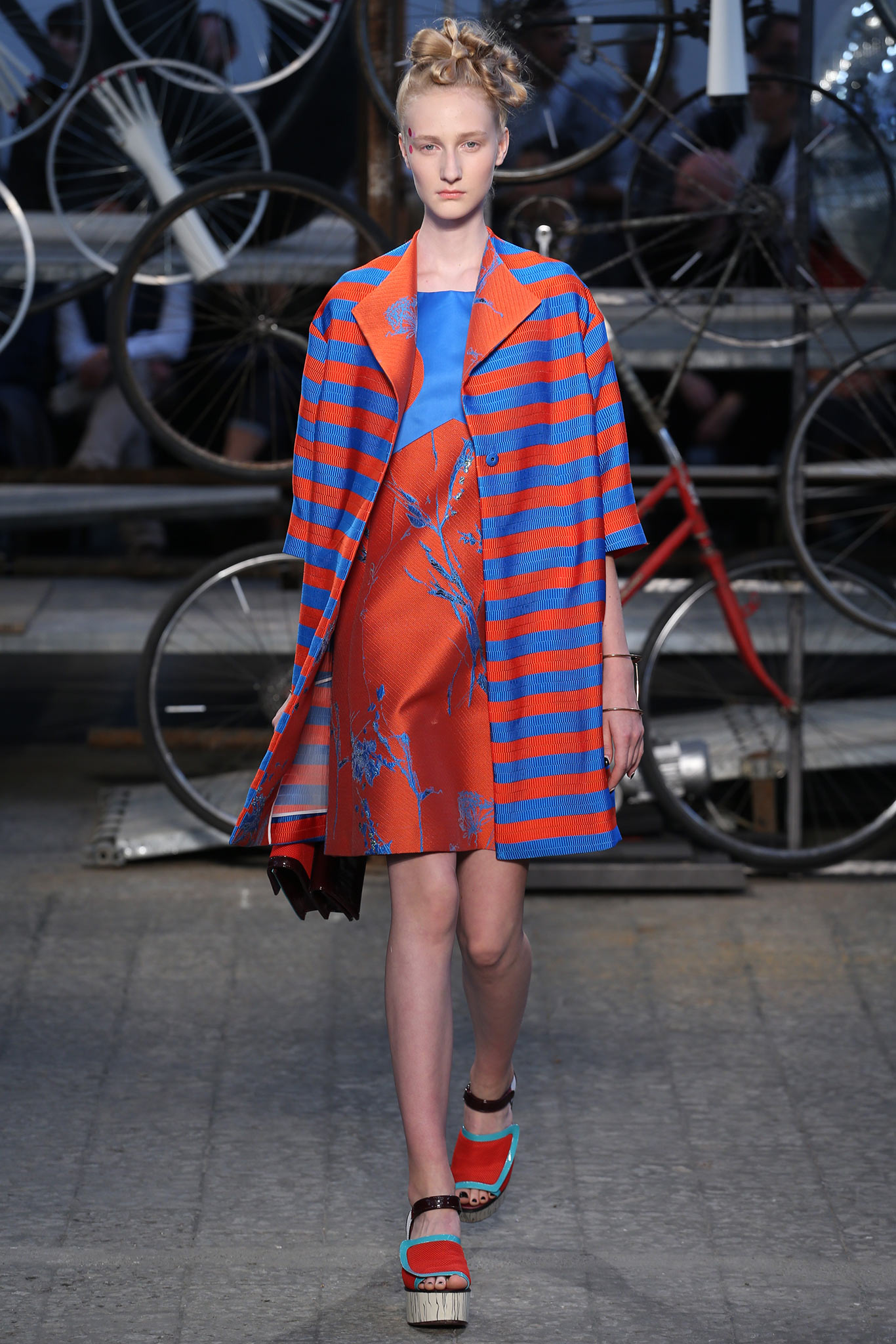 striped cape and mini dress