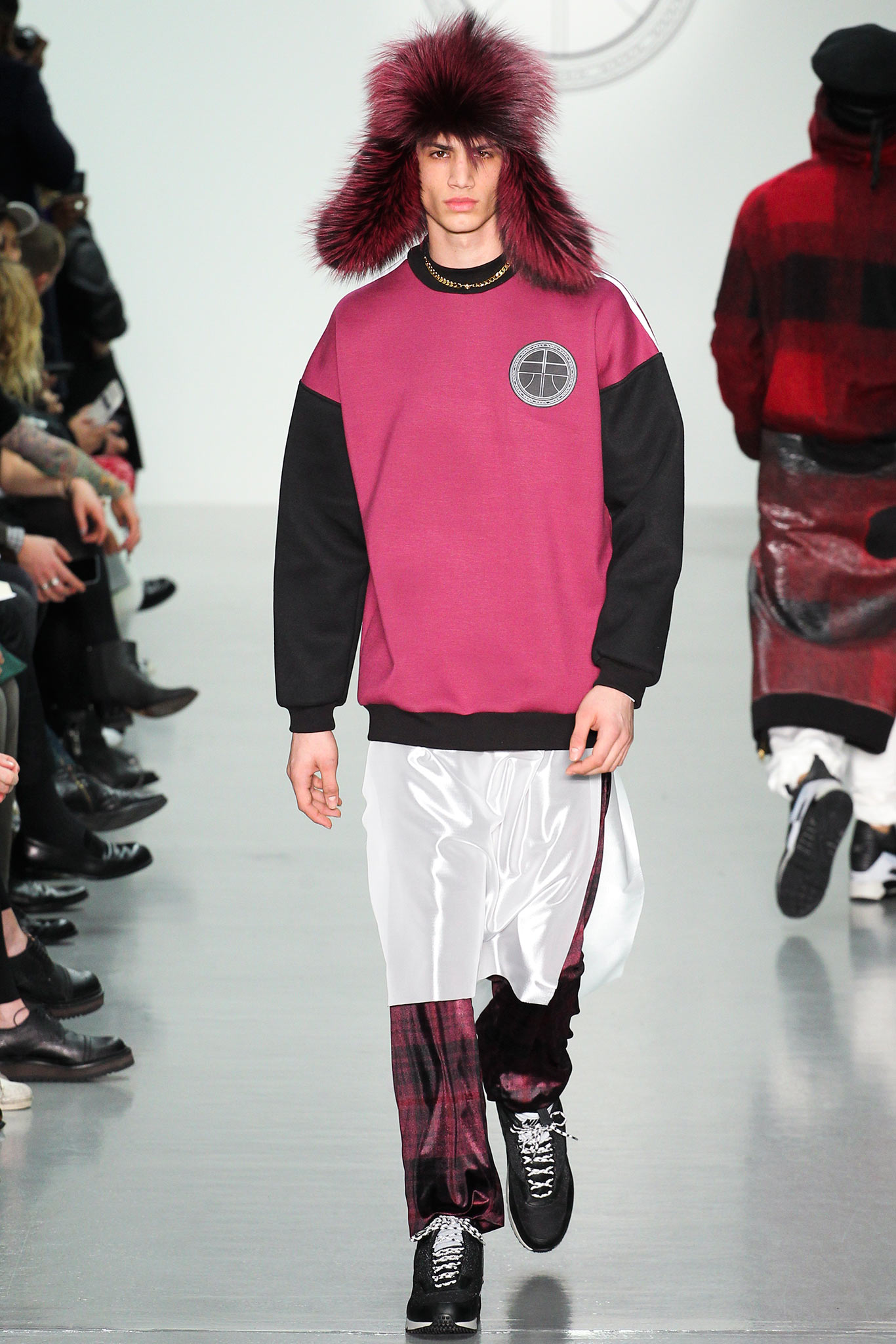 purple cotton long-sleeve collared relaxed sweater