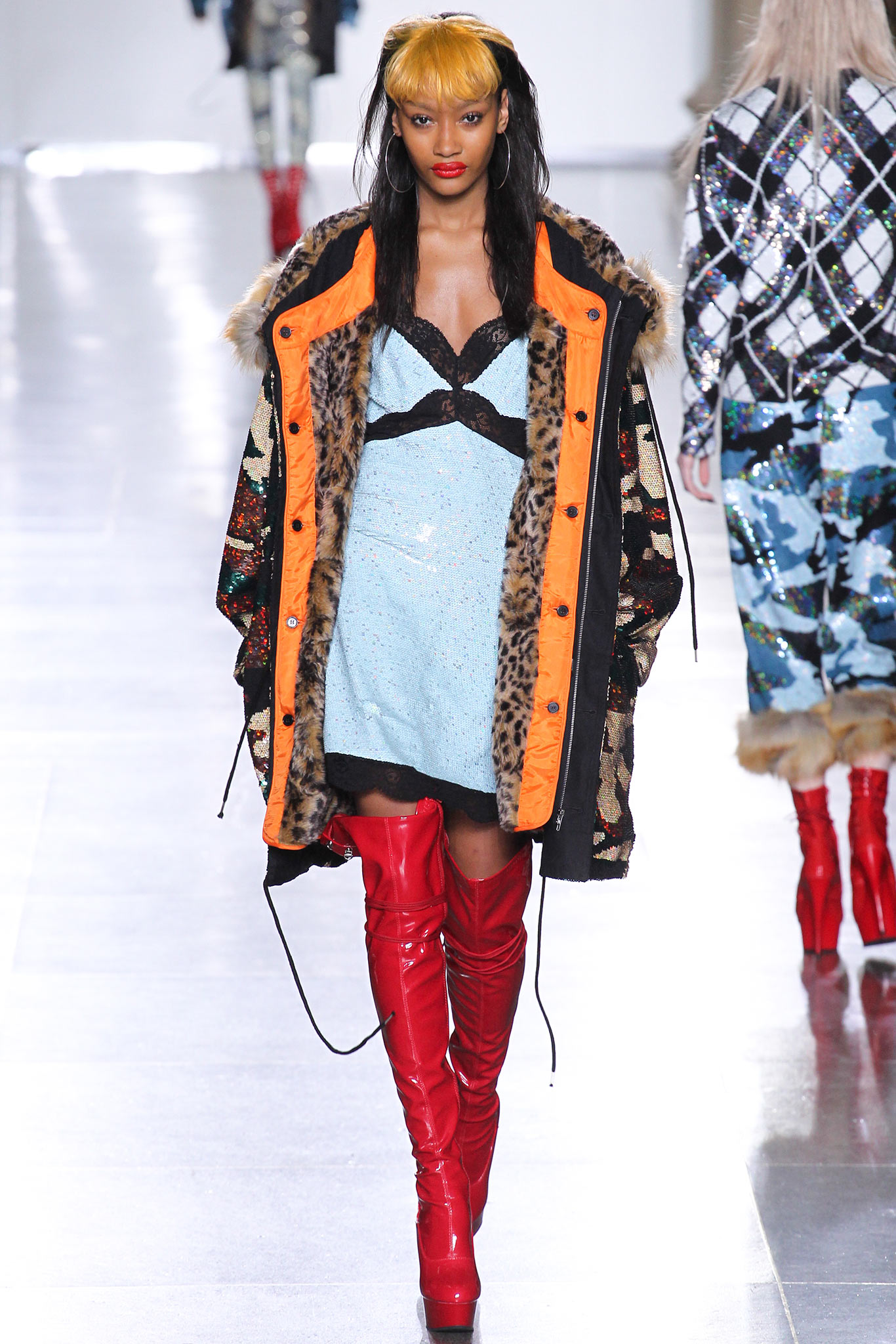 oversized coat with mini dress