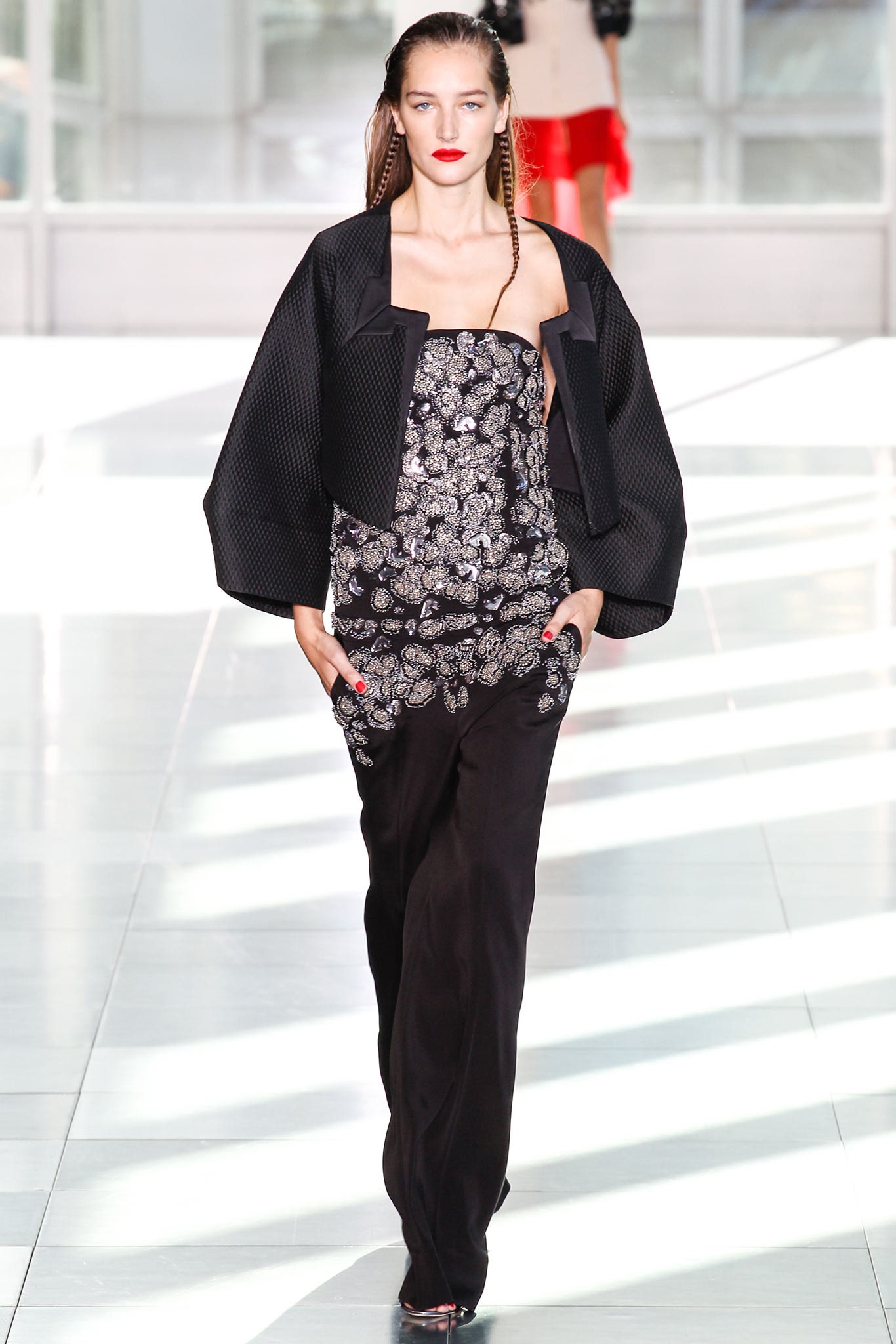 black embellished jumpsuit with jacket