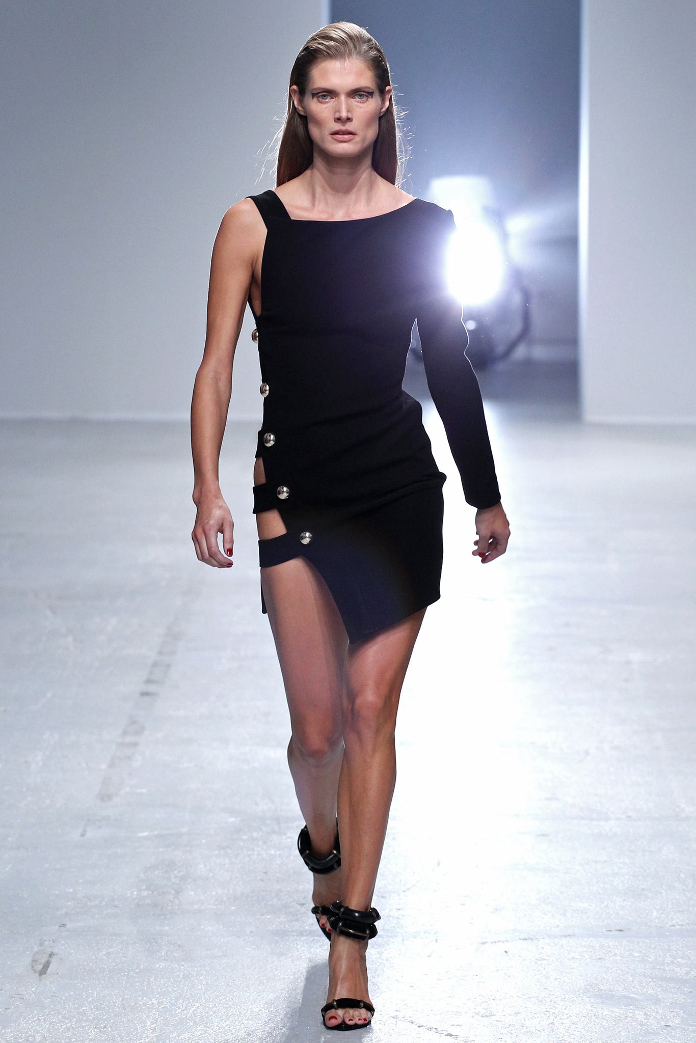 black fitted asymmetric dress