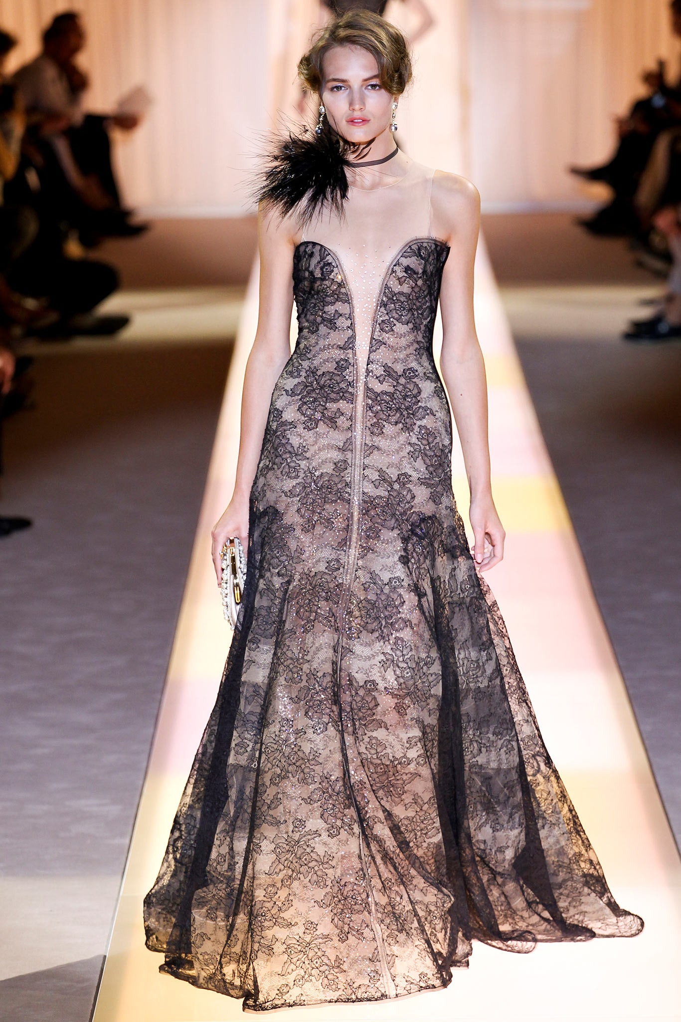 black lace sleeveless gown