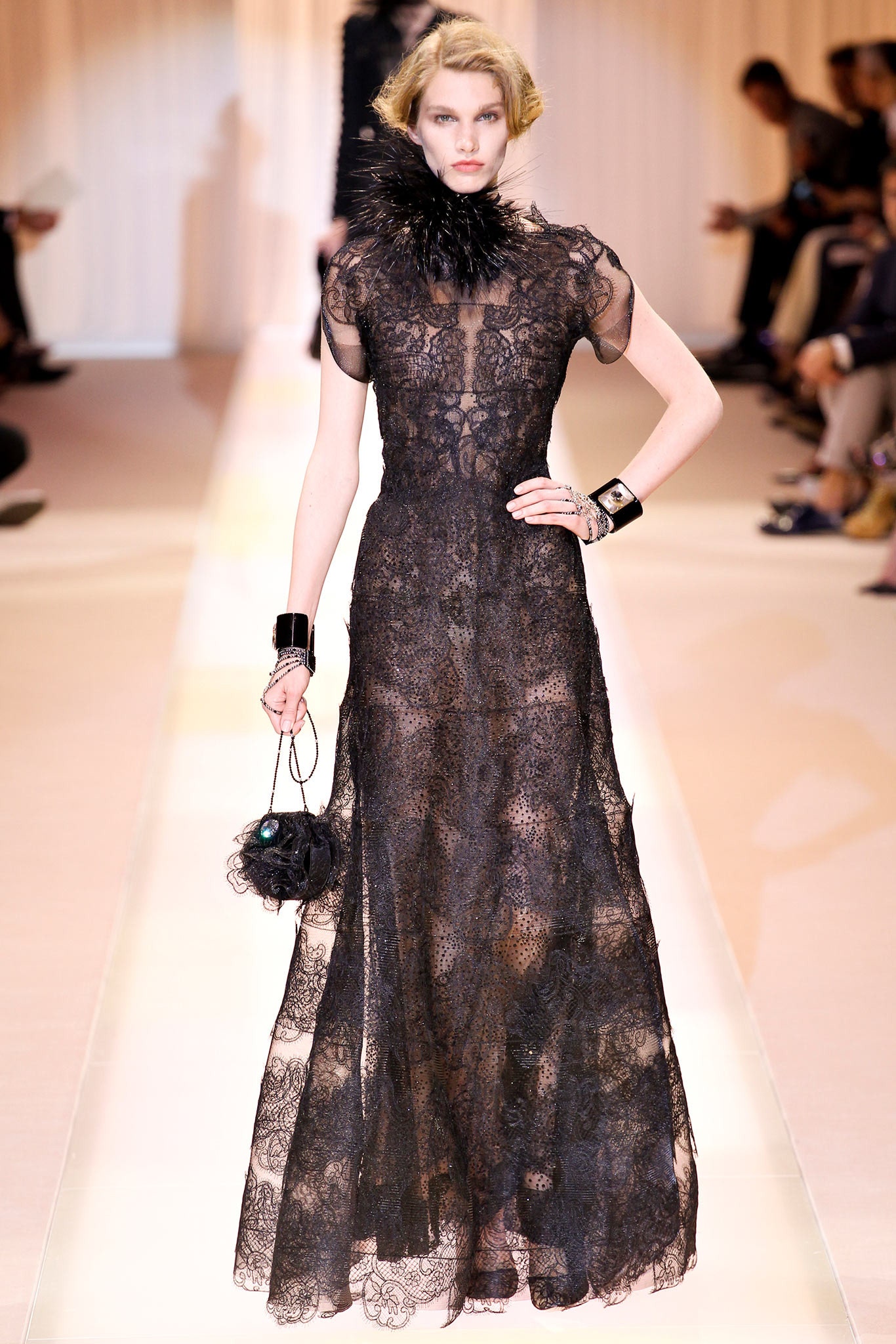 black lace fitted gown