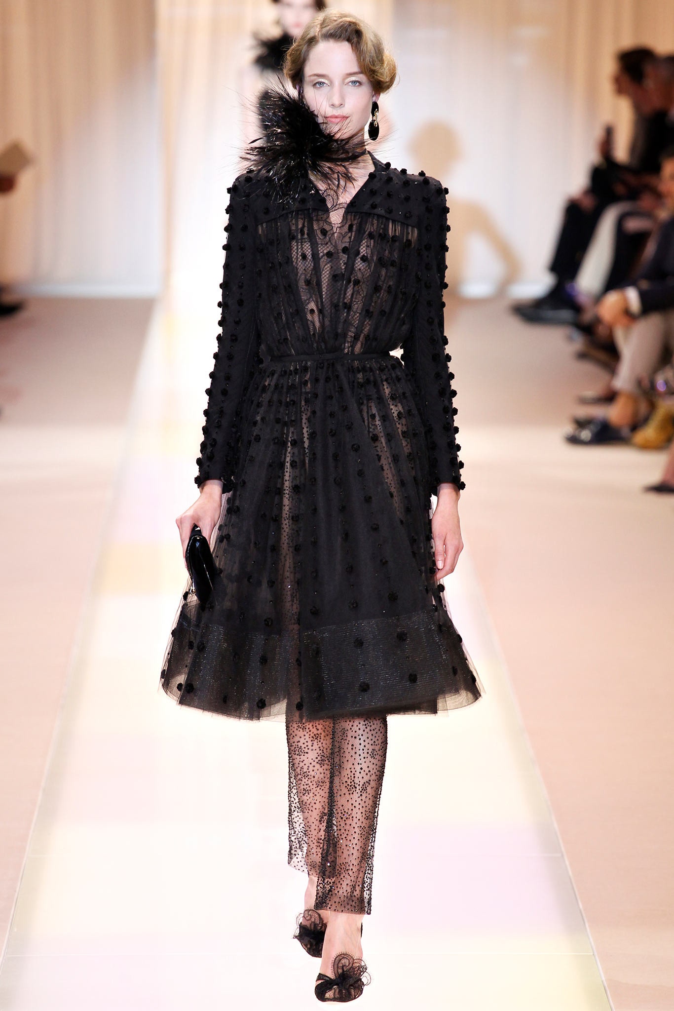black sheer long-sleeve dress