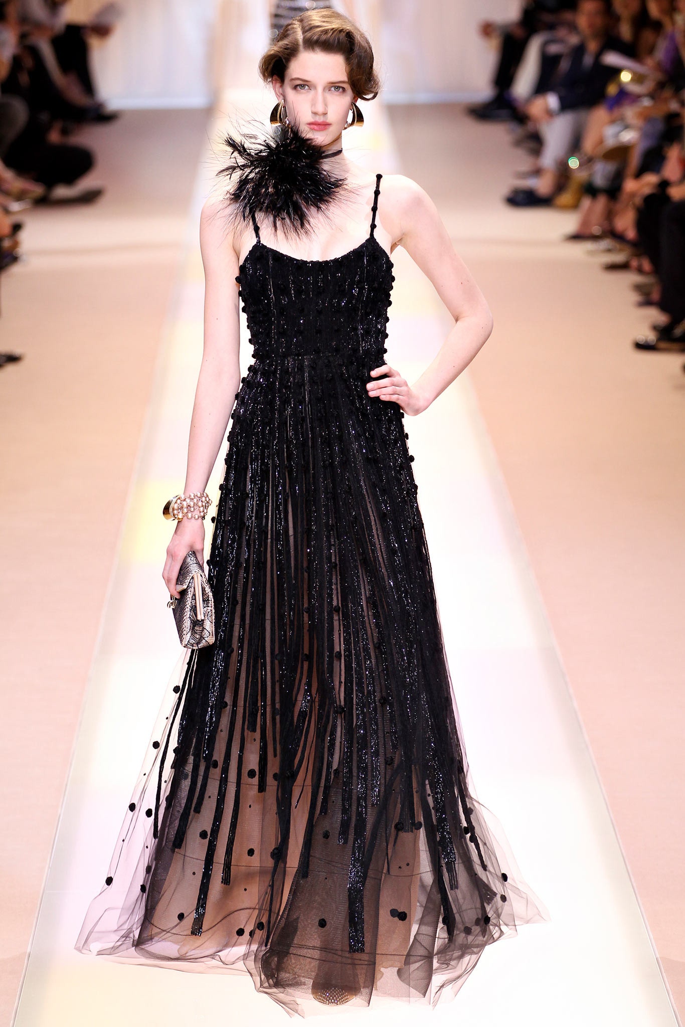 black silk tulle gown