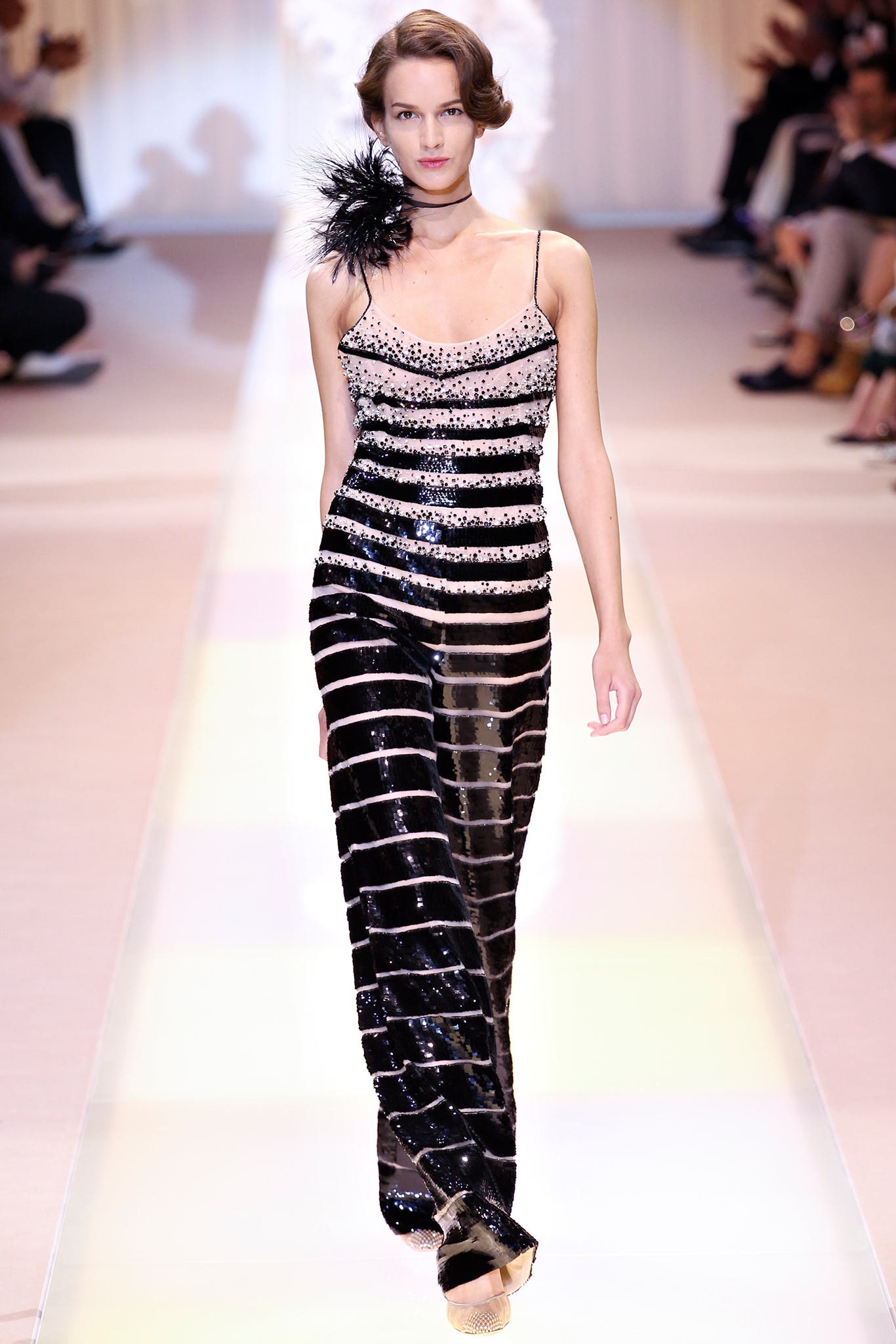 black and white sequined gown