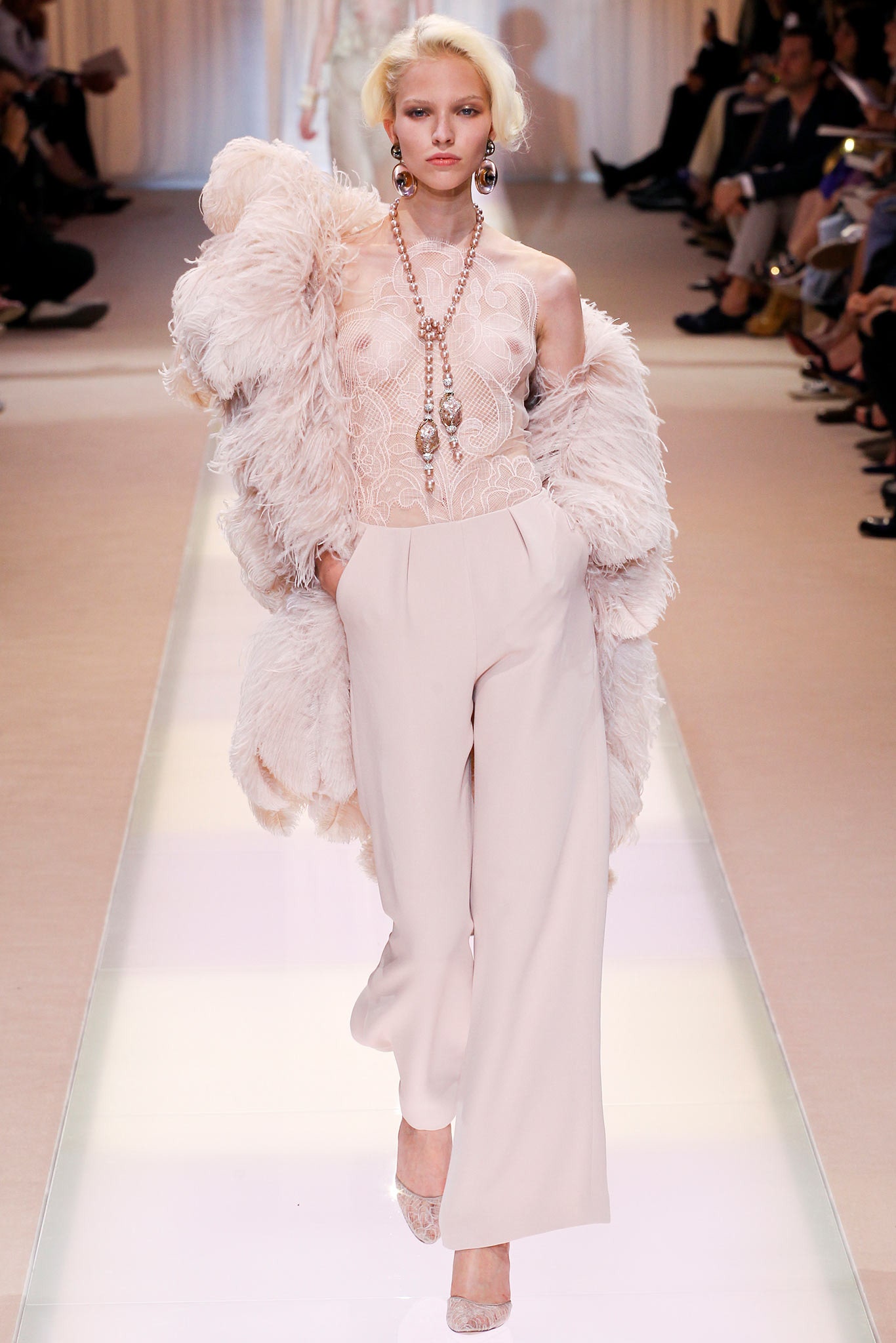 pink faux-fur oversized layered coat