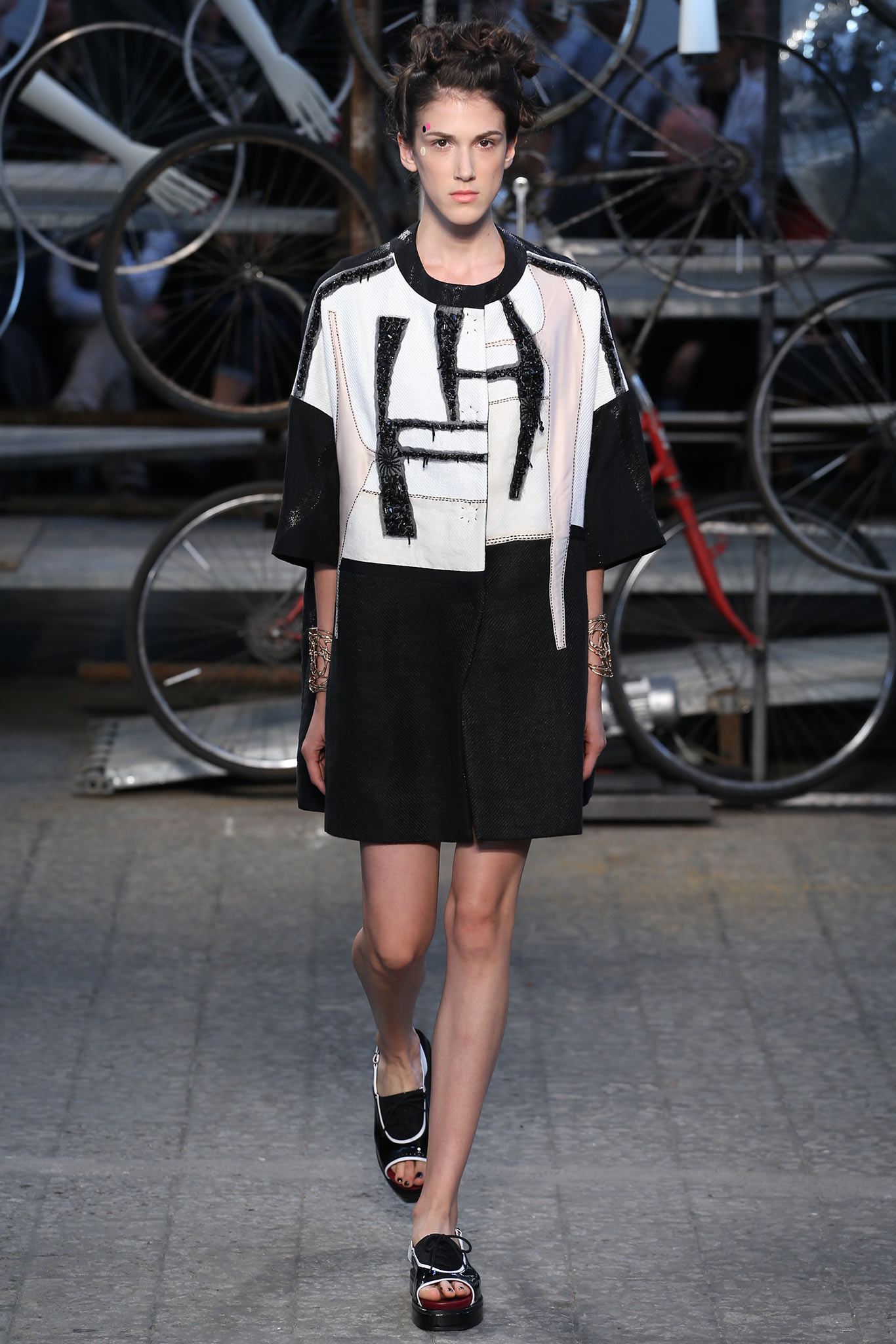 black and white color-blocked dress