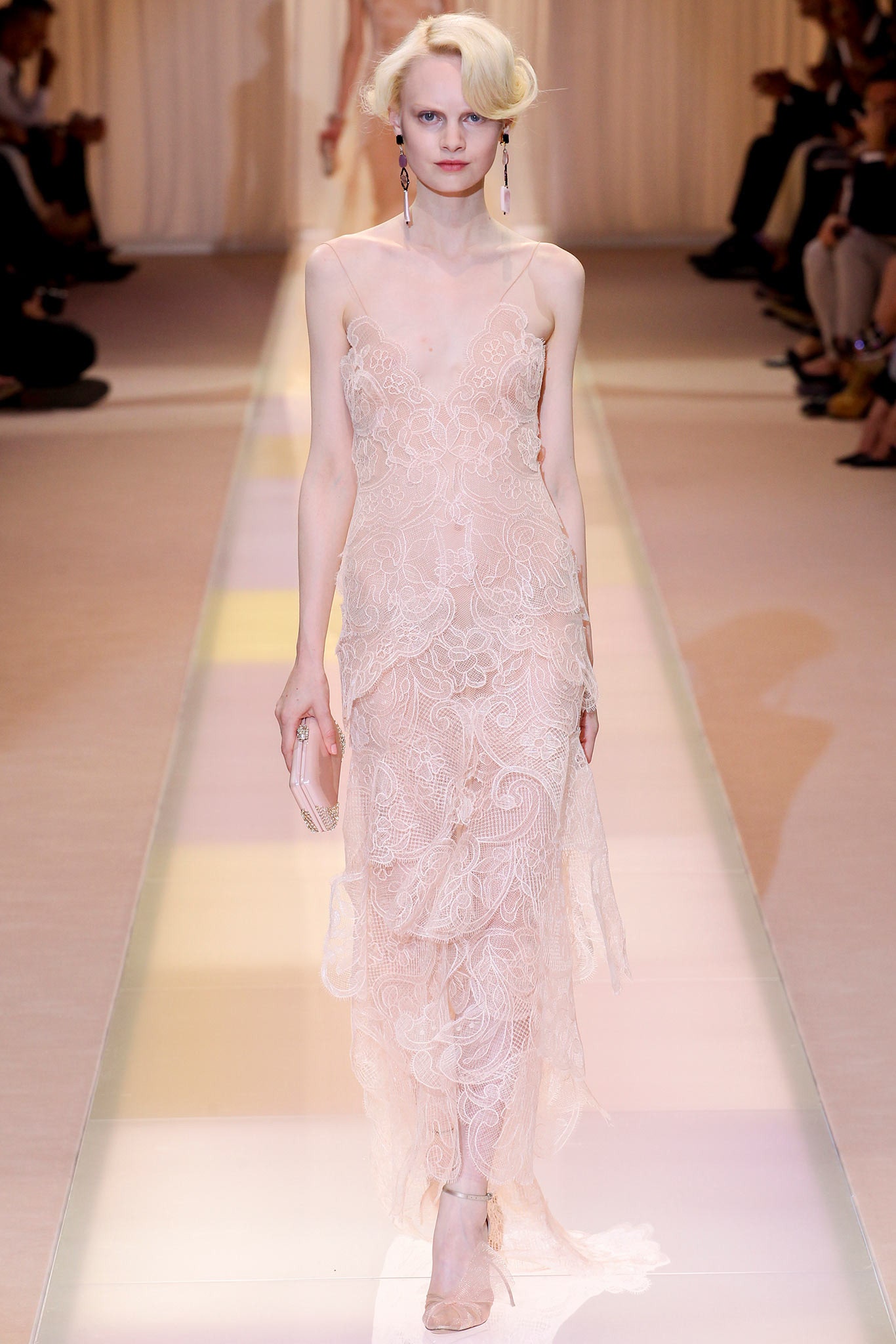 pink lace sleeveless gown