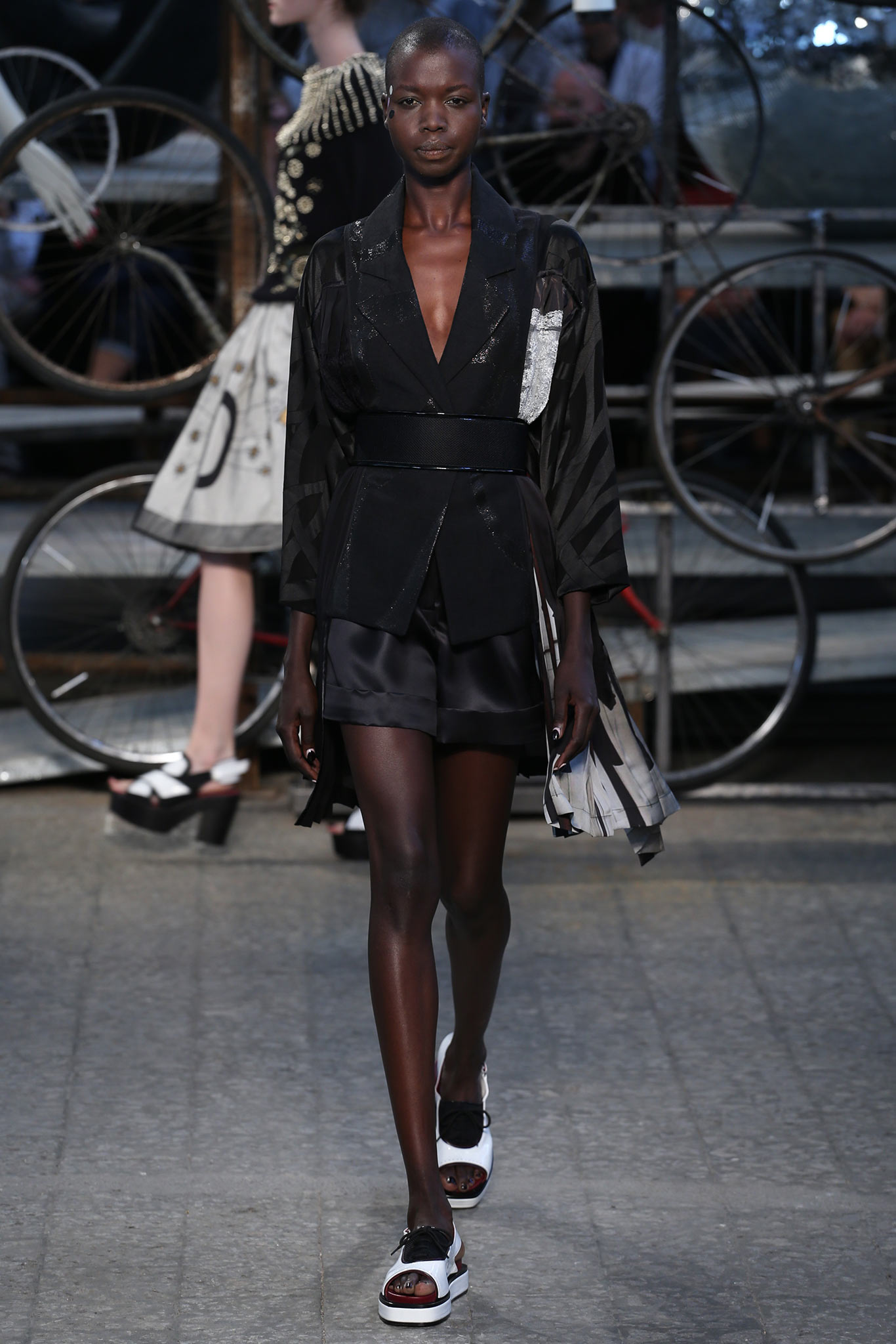 black silk jacket with shorts