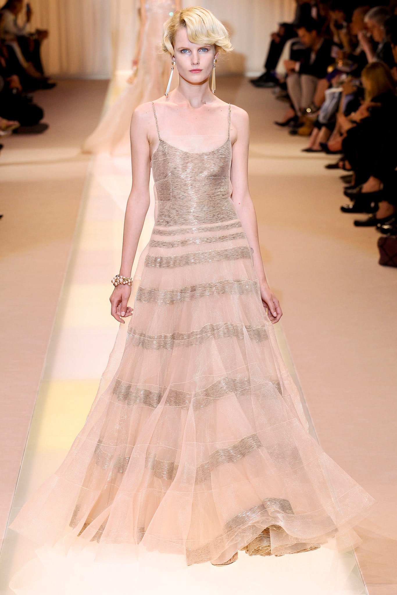 pink silk layered gown