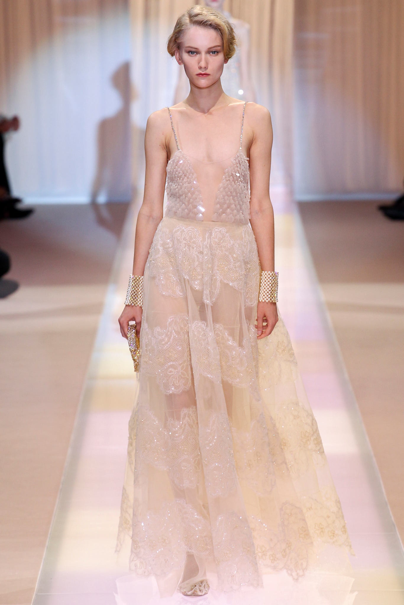 ivory silk lace gown