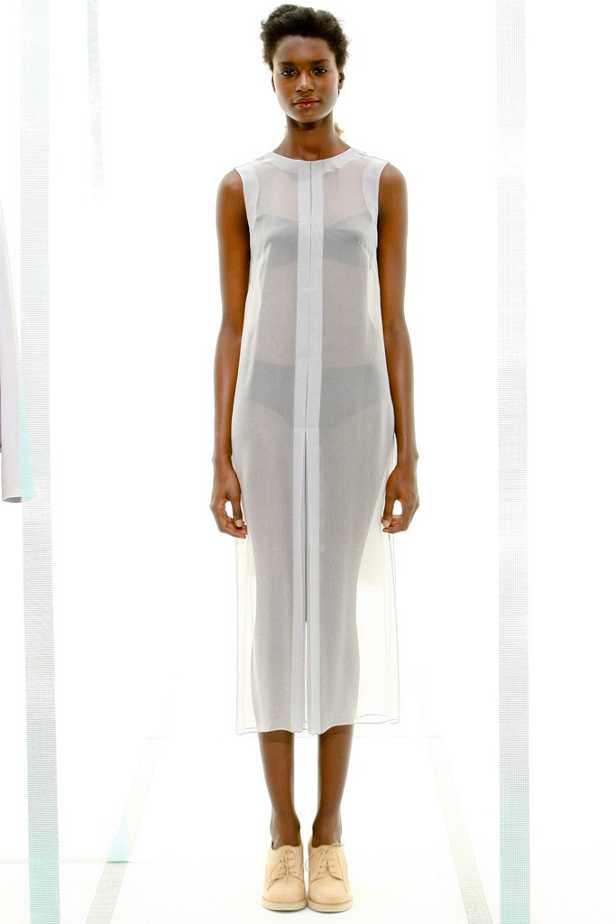 white sheer sleeveless dress